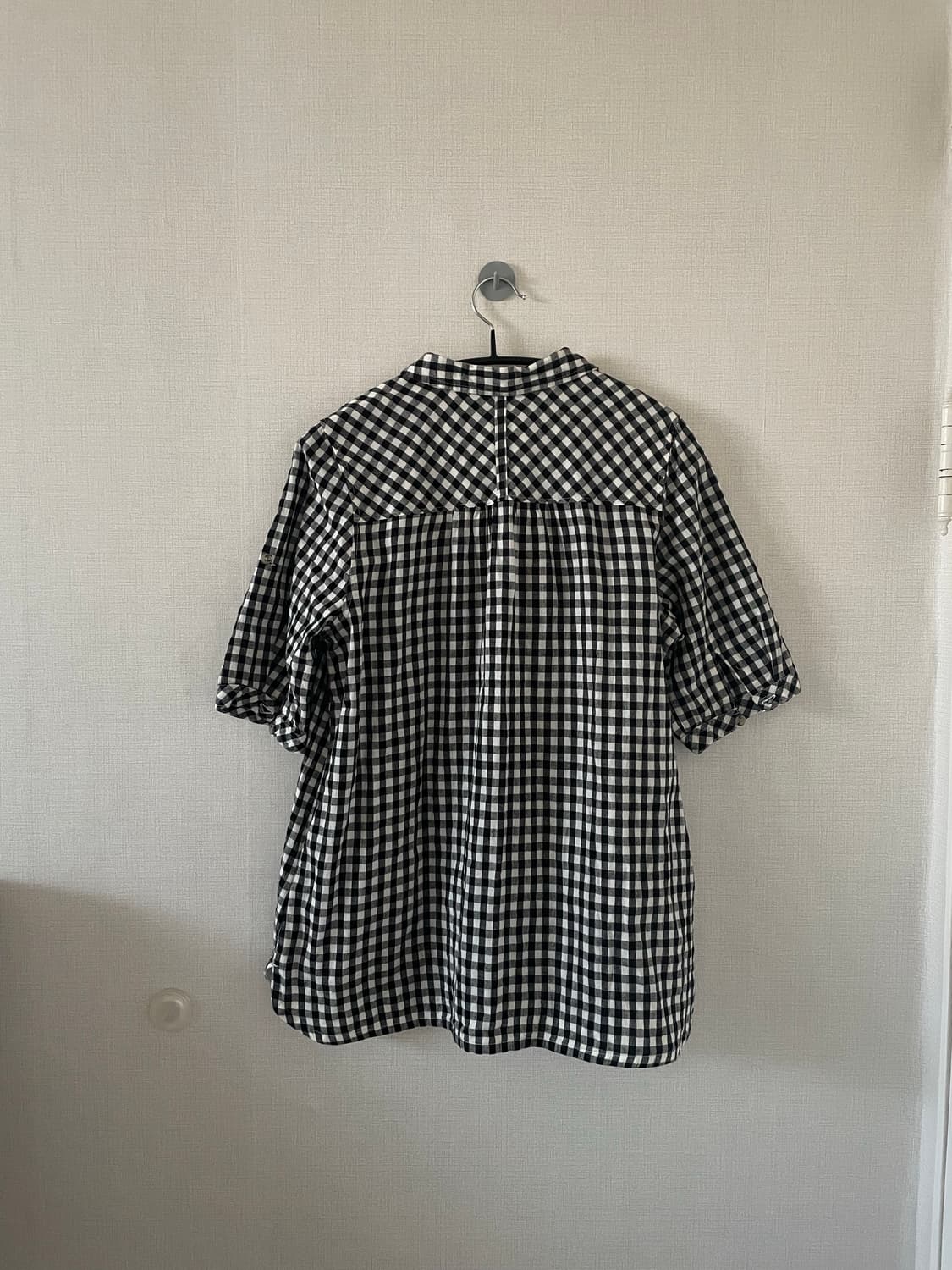 빈티지 깅엄 체크 반팔 블라우스 상품이미지4