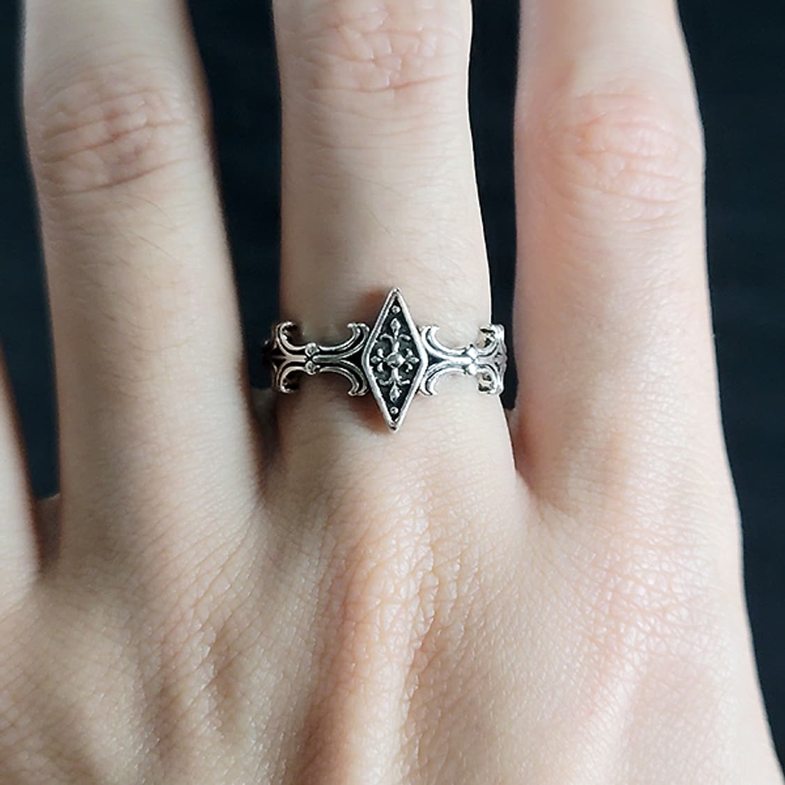 Loxmar 백동 남자 엔틱 빈티지 명품 다이아 꽃 십자가 반지 상품이미지7