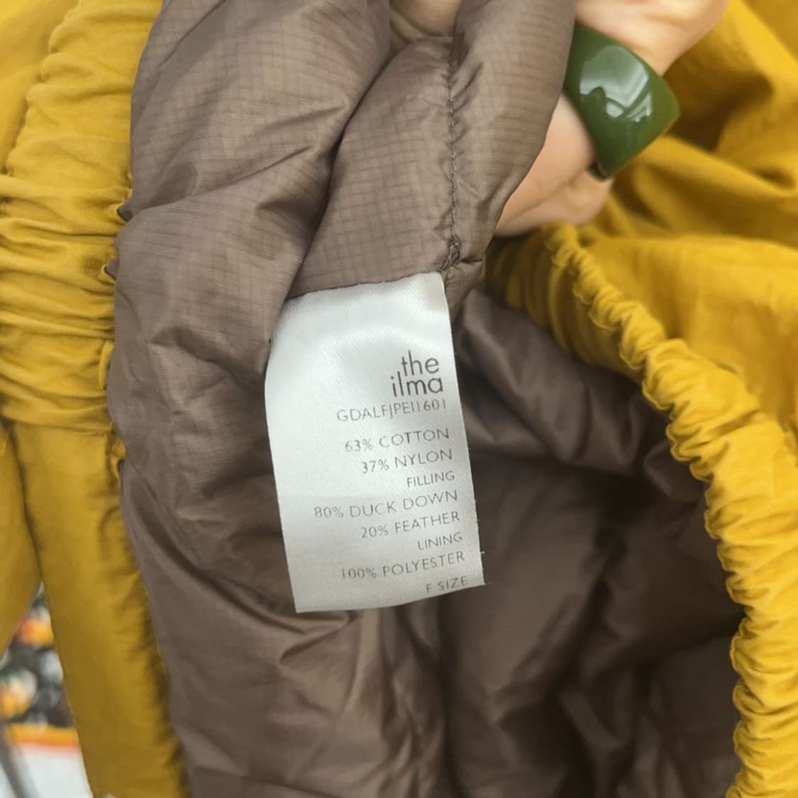 더 일마 빈티지 레트로 옐로우 덕다운 패딩 아노락 110 C08081 상품이미지6