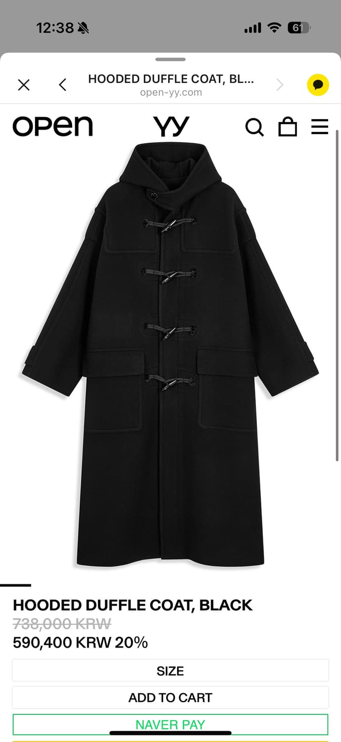 오픈와이와이 open yy HOODED DUFFLE COAT 상품이미지2