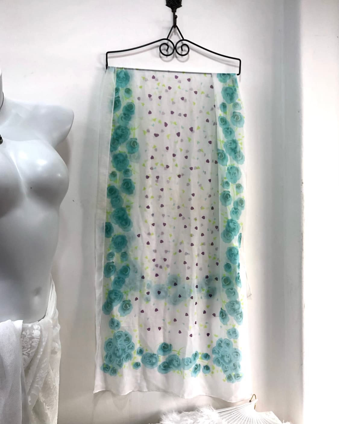 mint rose heart pattern scarf 상품이미지3