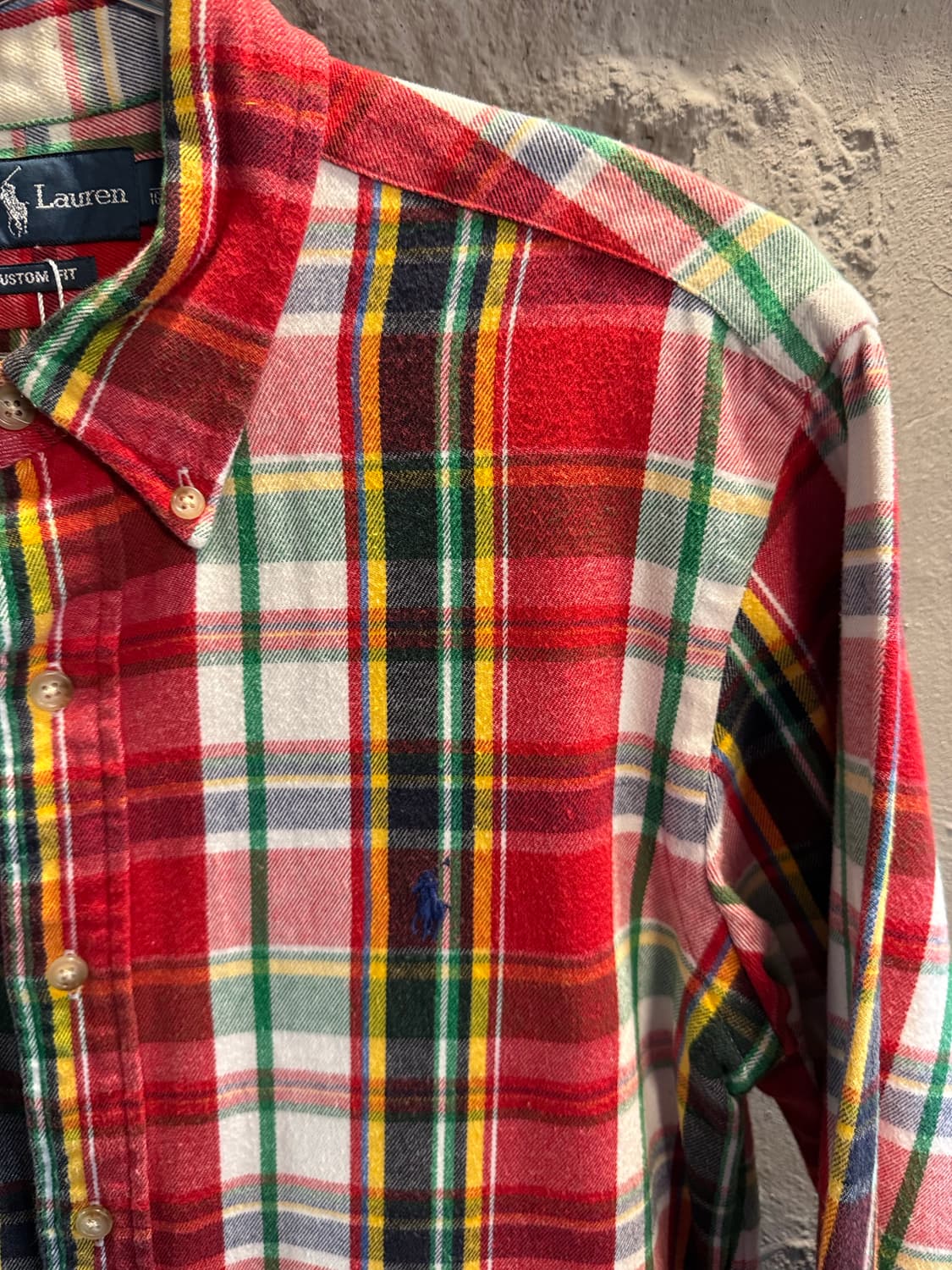 폴로 랄프로렌 POLO 커스텀핏 타탄 체크 셔츠 레드 M 상품이미지3