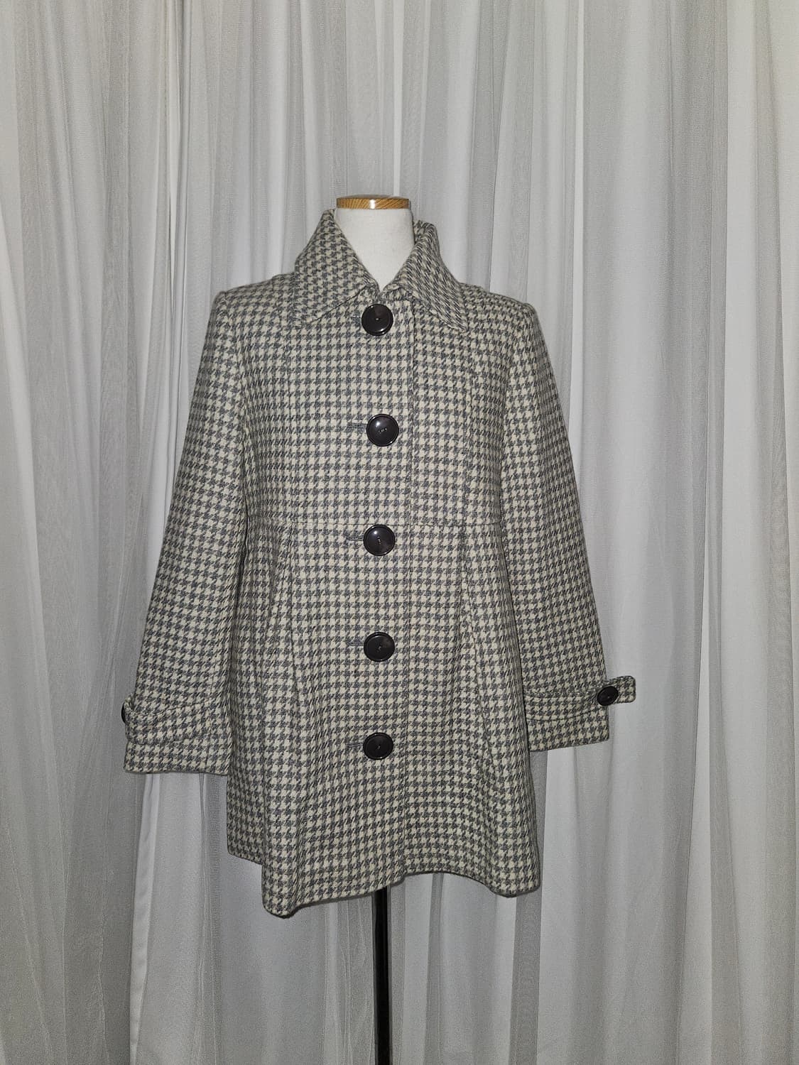 빈티지 밀크라떼 하운드체크 울 코트 원피스 니혼진 공겜여주 히메갸루 모리 상품이미지1