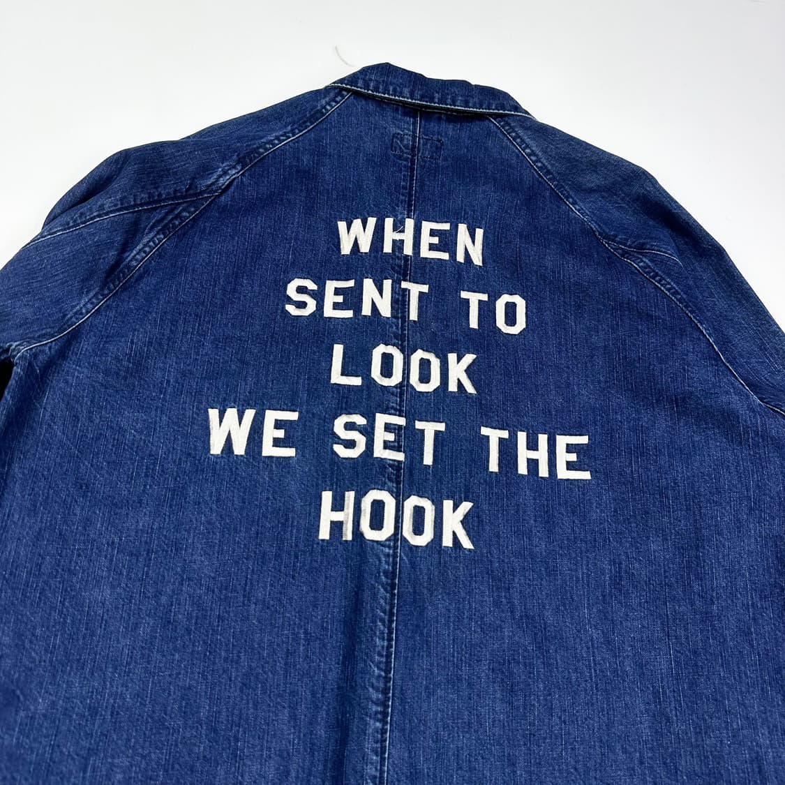 커버낫 자수 백로고 데님 롱 초어자켓 (XL) 상품이미지5