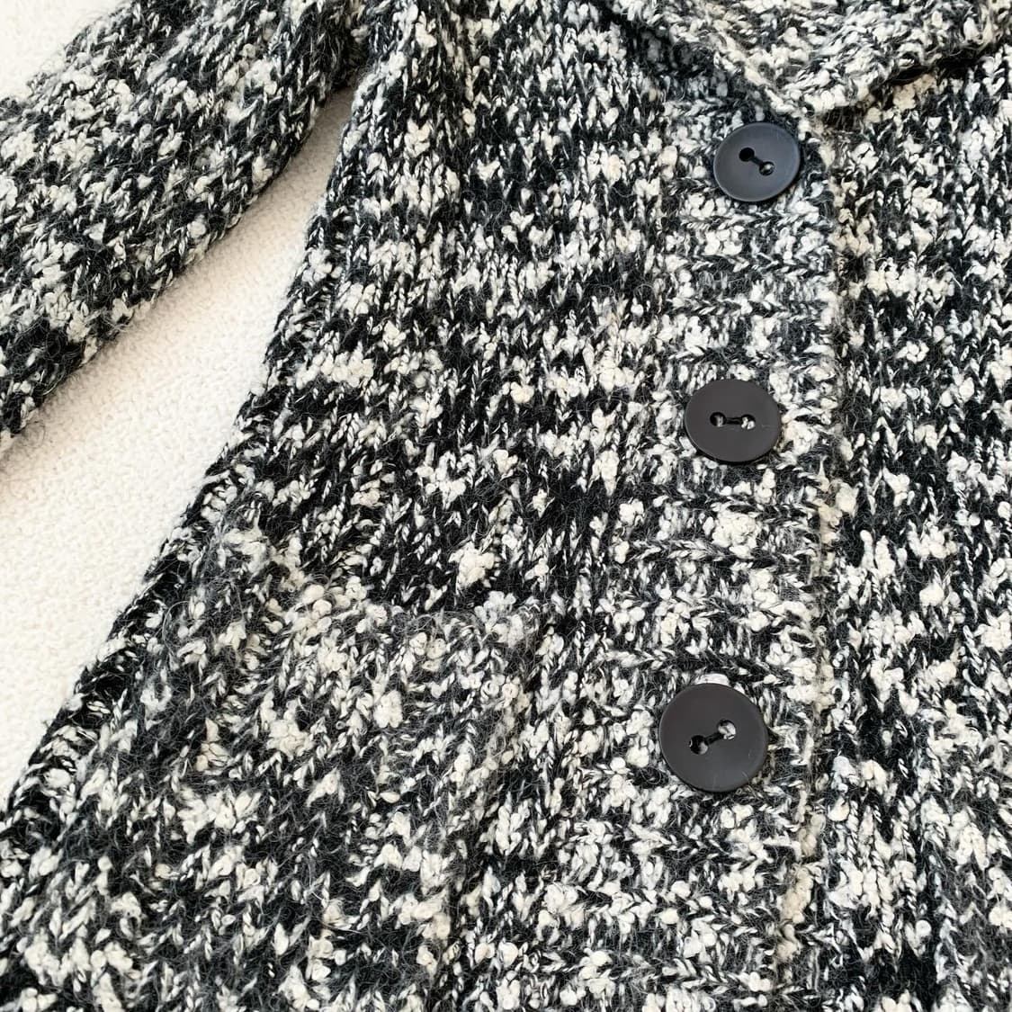 블랙앤화이트 괴짜 y2k 후드 니트 원피스 가디건 상품이미지2