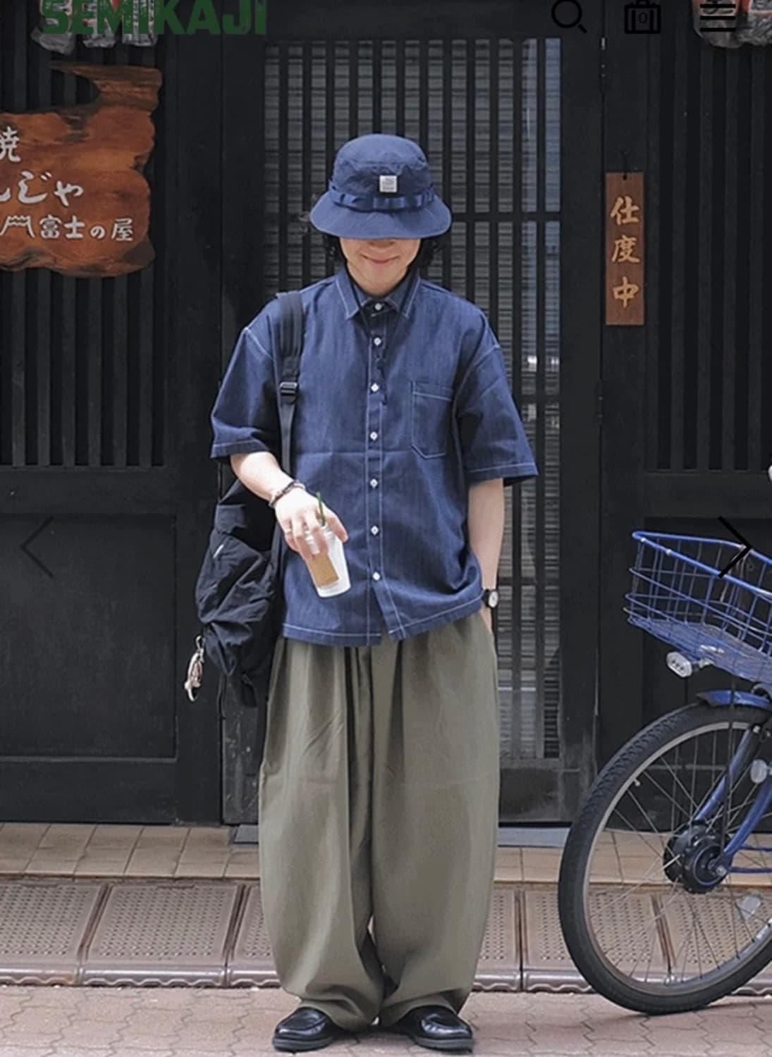 (Free)세미카지 린넨 밴딩 벌룬팬츠 카키 상품이미지1