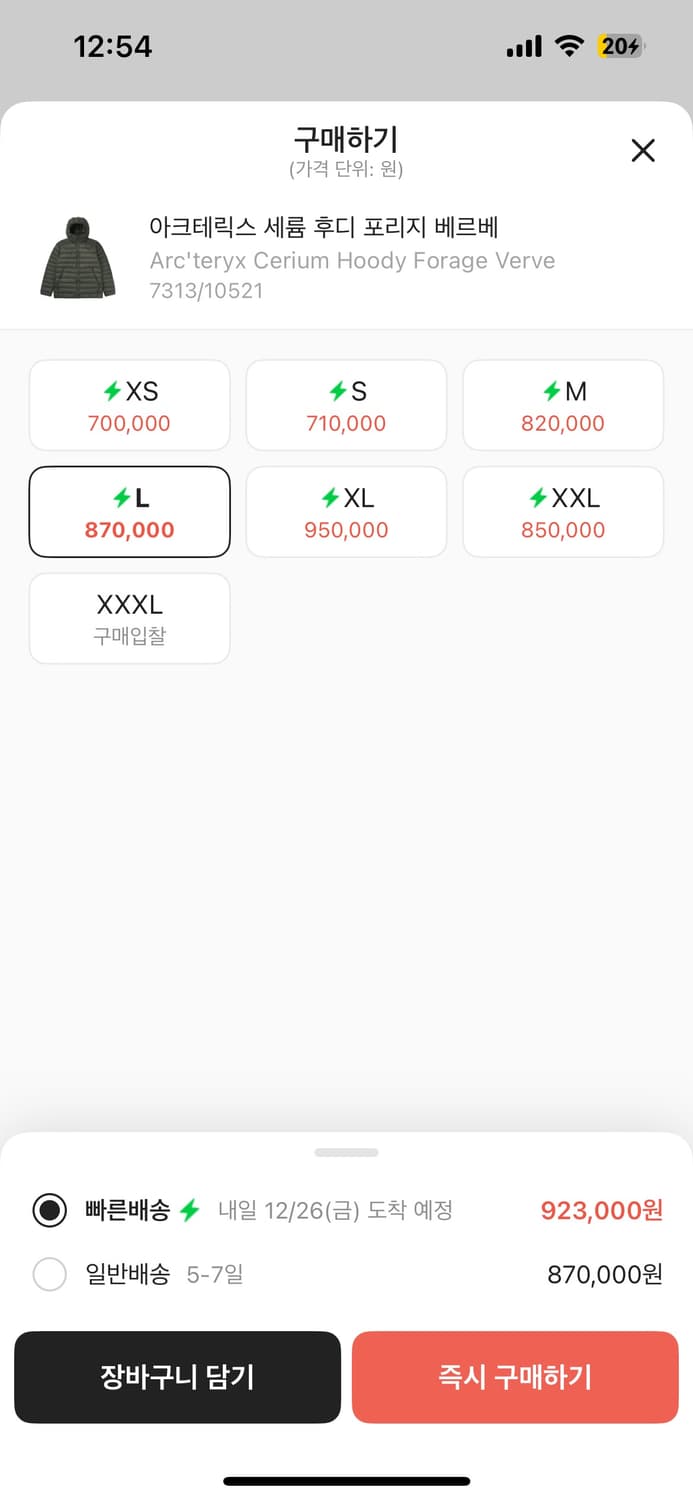아크테릭스 세륨후디 포리지베르베 L사이즈 새상품 25FW 상품이미지4