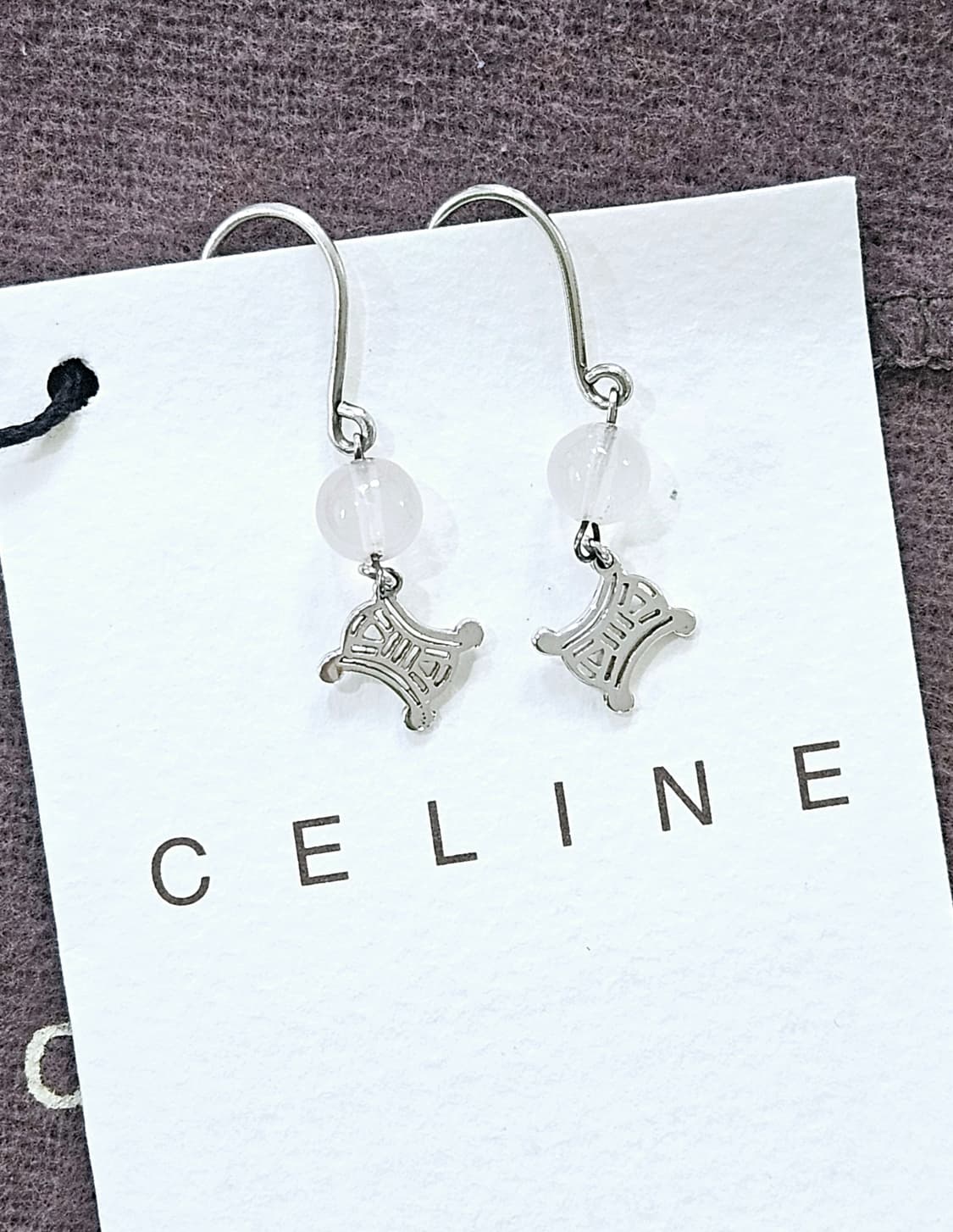 셀린느 빈티지 로즈쿼츠 드롭 이어링 (925 실버) [정품] 상품이미지1