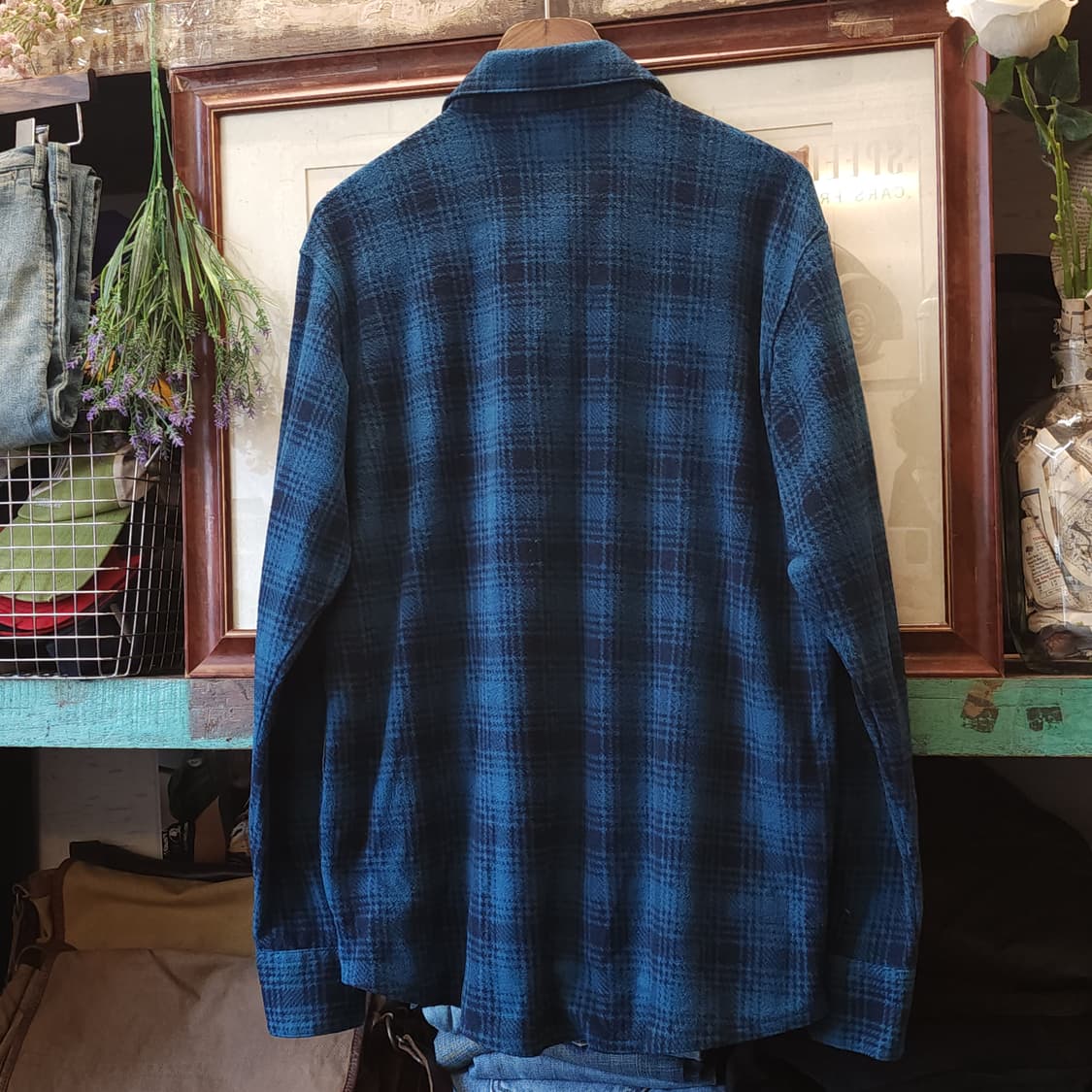 90s 랭글러 플리스 워크셔츠 플란넬 셔츠 청록색 xl 상품이미지4