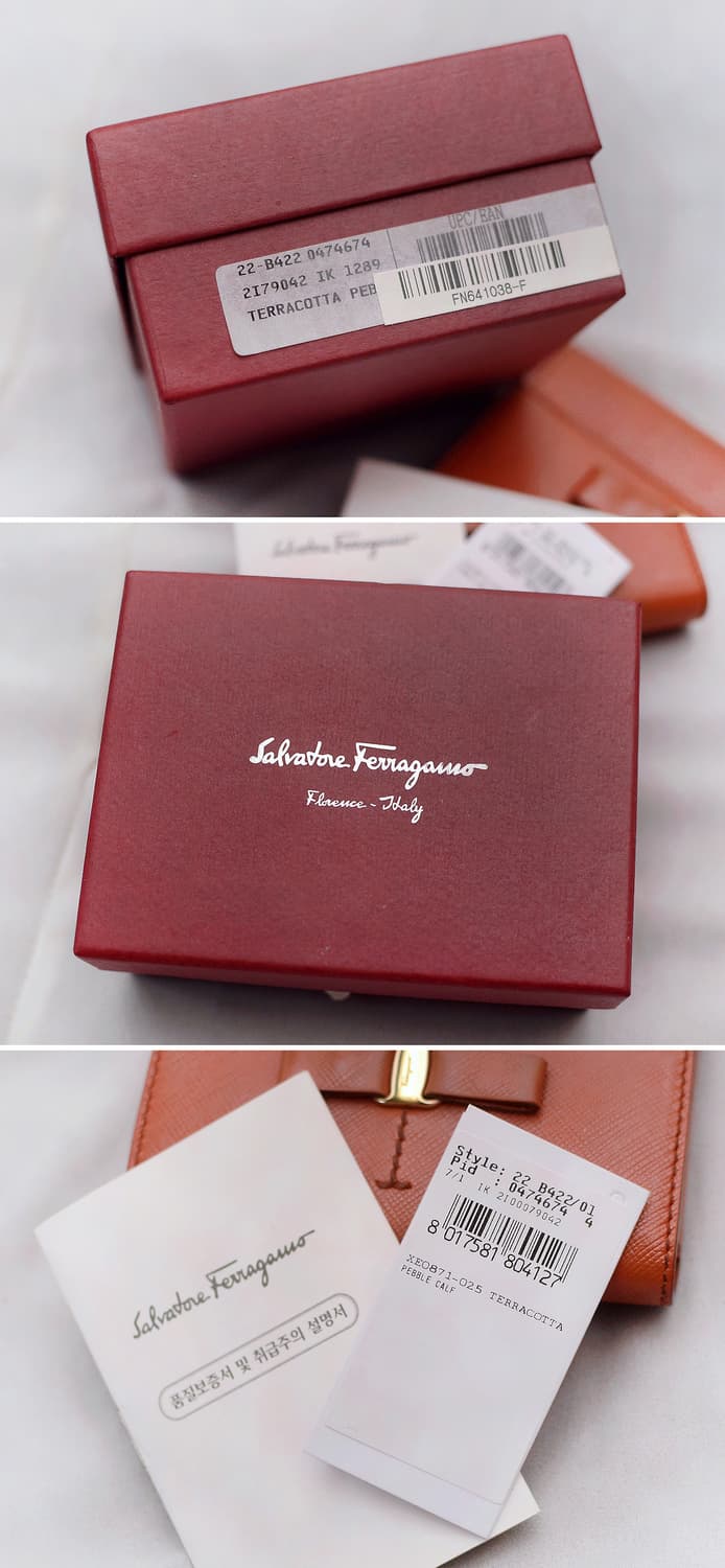 페라가모 금장 바라리본 사피아노 레더 아코디언 컴팩트 지갑 상품이미지10