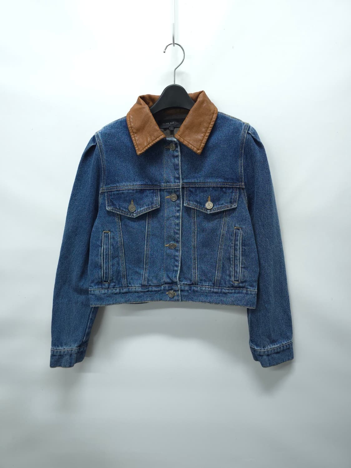 올리브데올리브 여성 레더배색 봄가을 청자켓 ( 여성55~55반 ) 상품이미지1