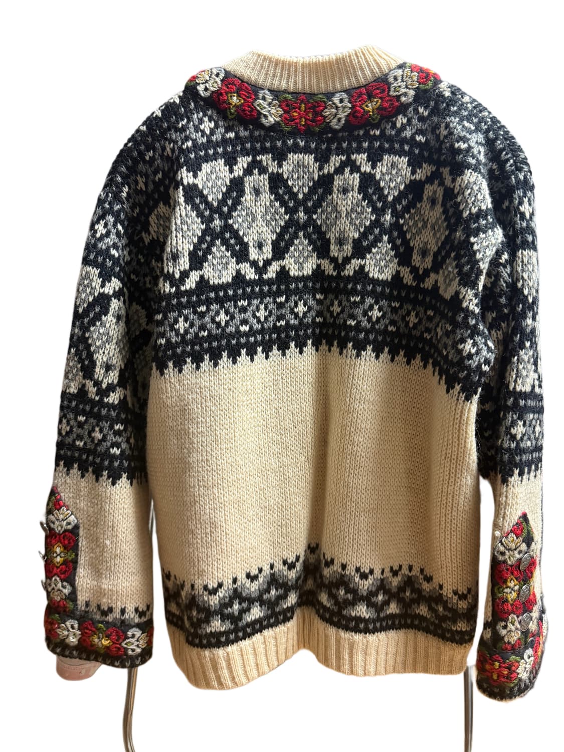 80‘s 빈티지 노르딕 플라워 버클 가디건 상품이미지2