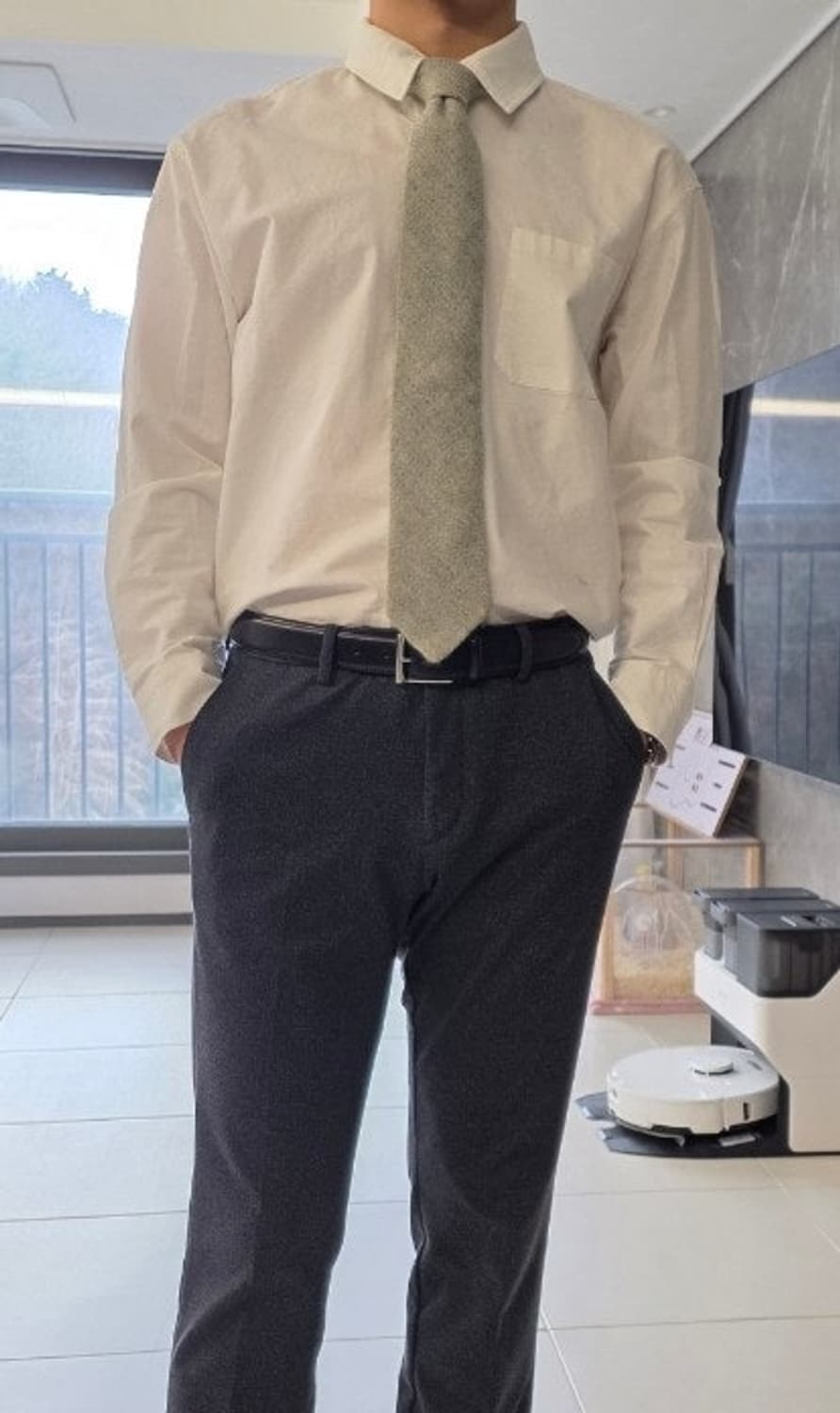 제냐 민트 연그레이 울 넥타이 상품이미지5