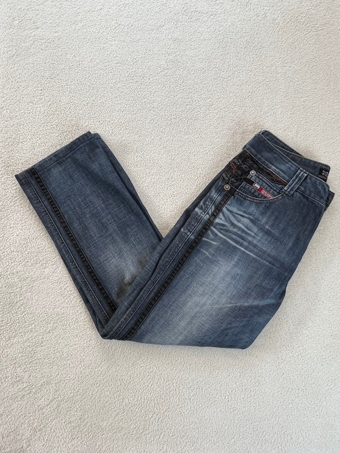 푸부 사이드 프린팅 데님팬츠 상품이미지1