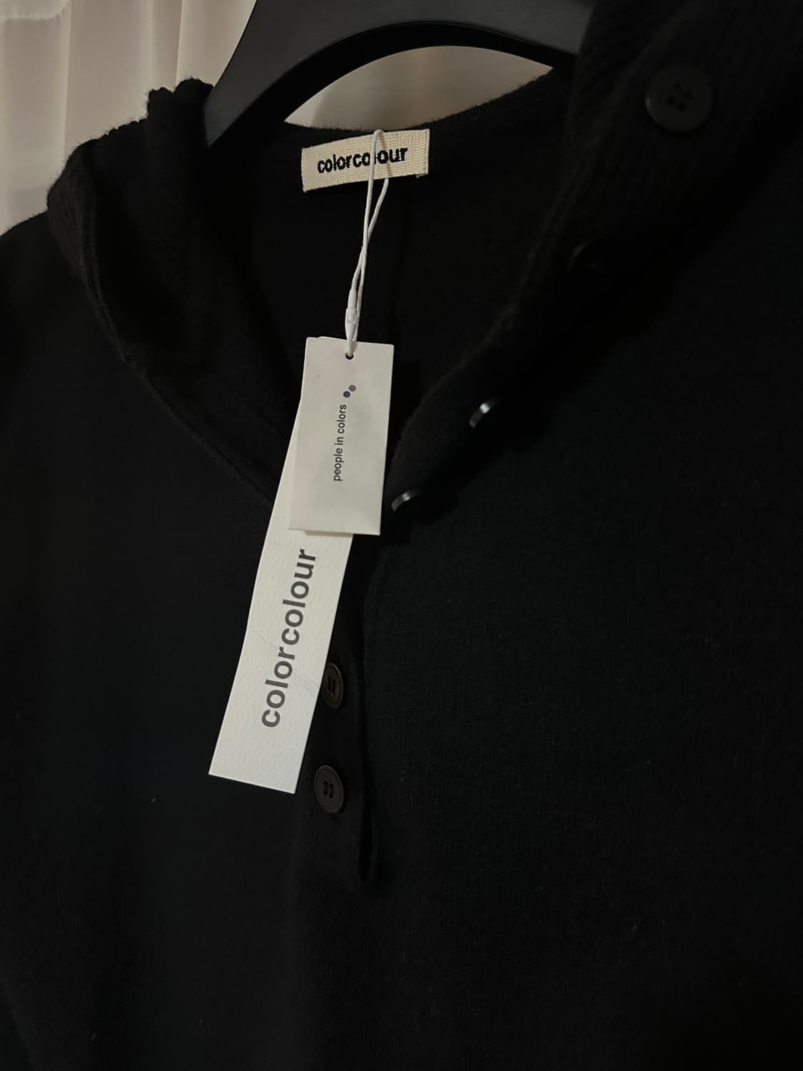 (새상품) [S] 컬러컬러 버튼후디 블랙 상품이미지4