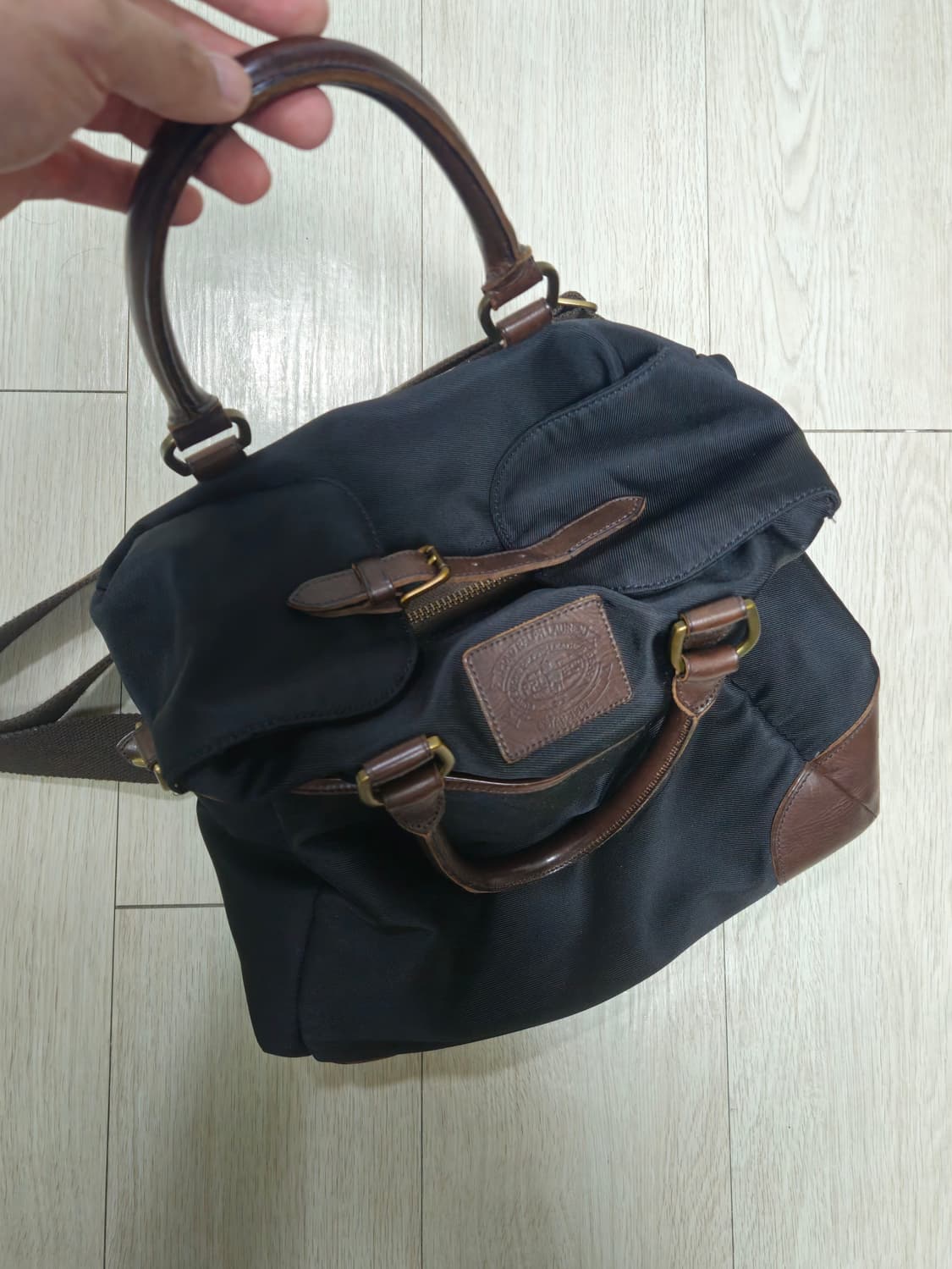 폴로 랄프로렌 블랙 나일론 가죽 트리밍 숄더백 상품이미지2