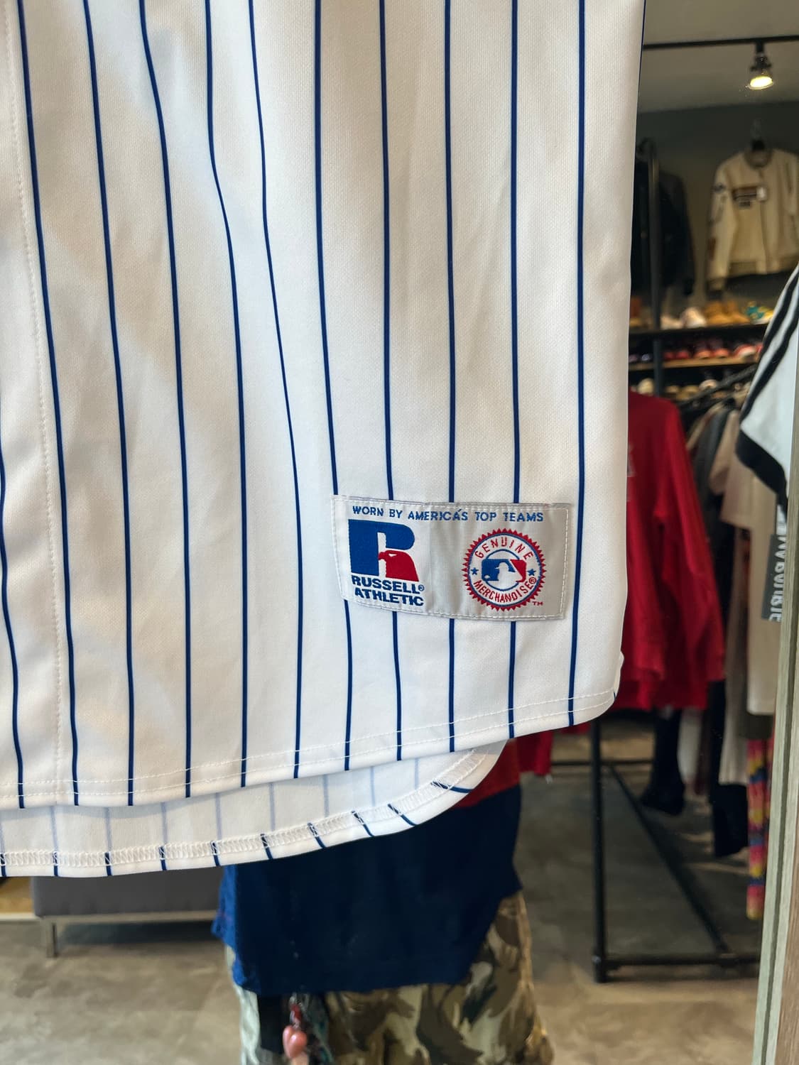 RUSSELL ATHLETIC 러셀 화이트 네이비 스트라이프 로고 뉴욕  상품이미지5