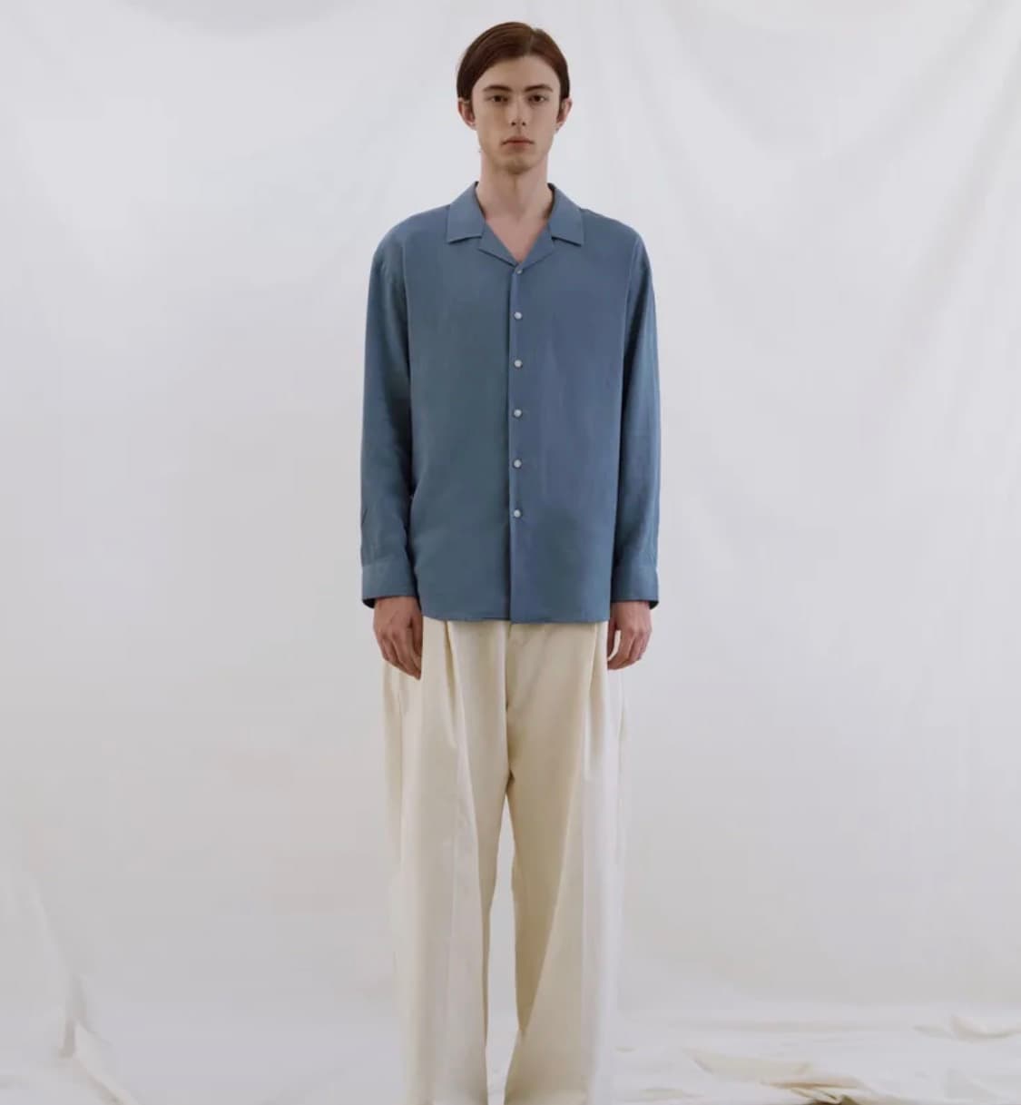 아노블리어 루즈핏 오픈카라 텐셀 린넨 셔츠 상품이미지1