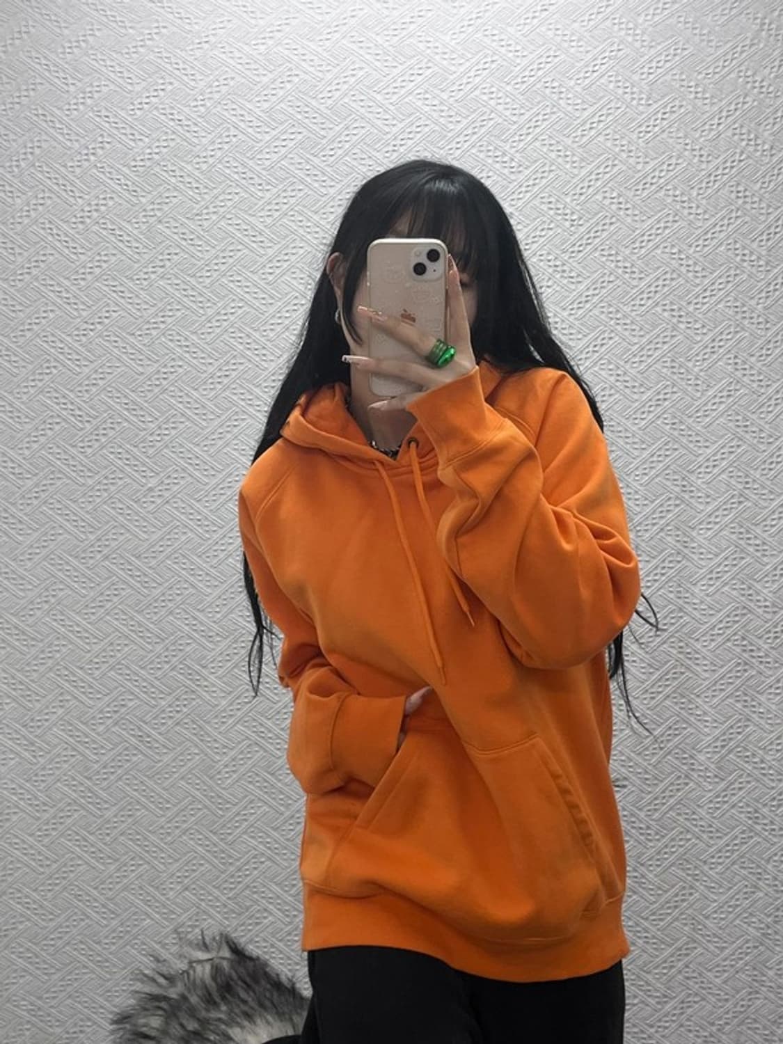 칼하트 Y2K 레트로 오렌지 약기모 후드티 L C08229 상품이미지2