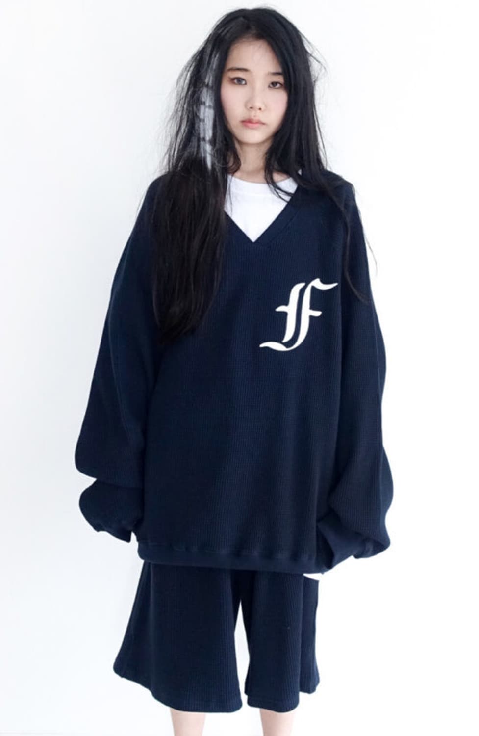 Shop faerie waffle boxy MTM (navy) 상품이미지1