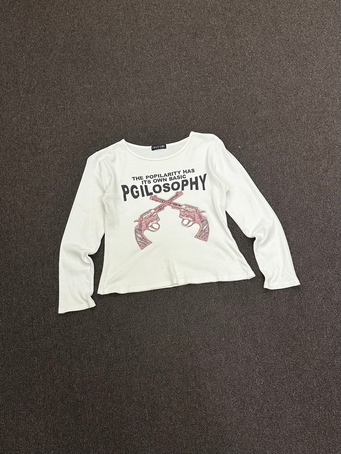 L)Japanese vintage 여성 그래픽 화이트 롱슬리브 상품이미지2