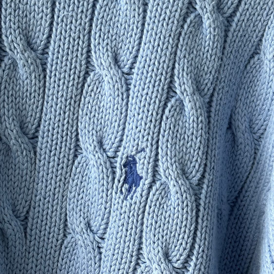 폴로 랄프로렌 케이블 니트 코튼 스웨터 스카이 블루 M 상품이미지5