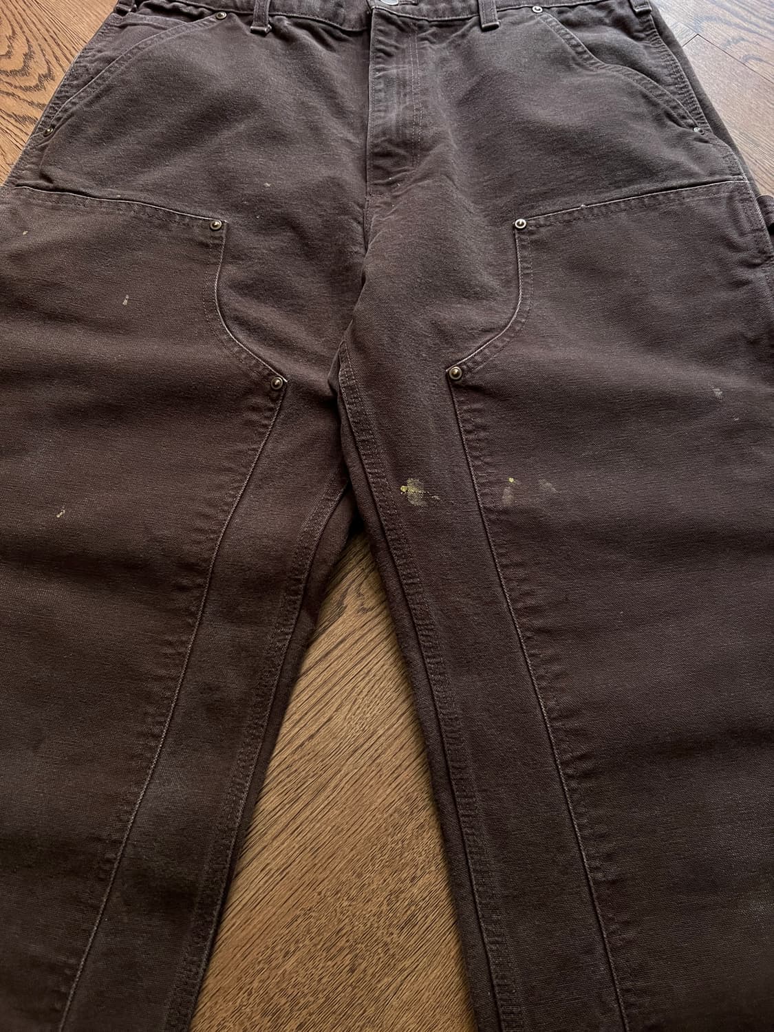 [33]칼하트 USA 빈티지 워싱 다크브라운 더블니 워크 팬츠 상품이미지4