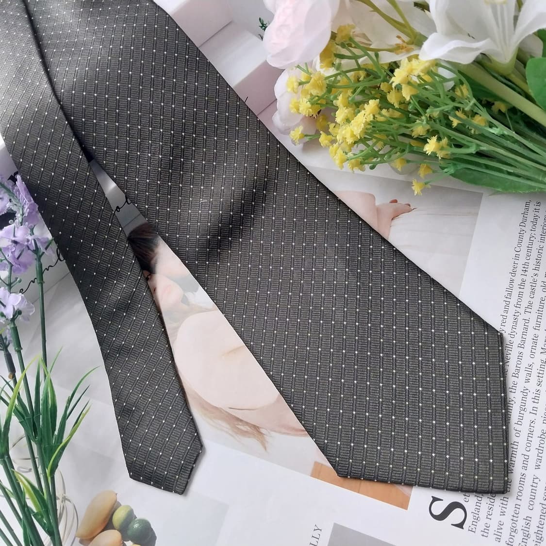 오스틴리드 실크 그레이 마이크로 패턴 넥타이 9.9cm 새상품 K1287 상품이미지2