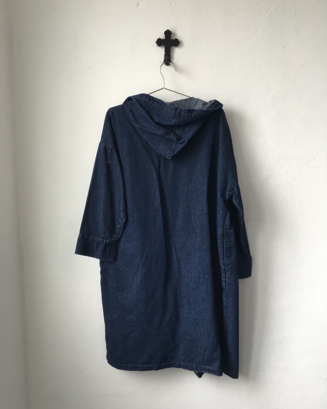 Hood denim long open jacket 상품이미지4