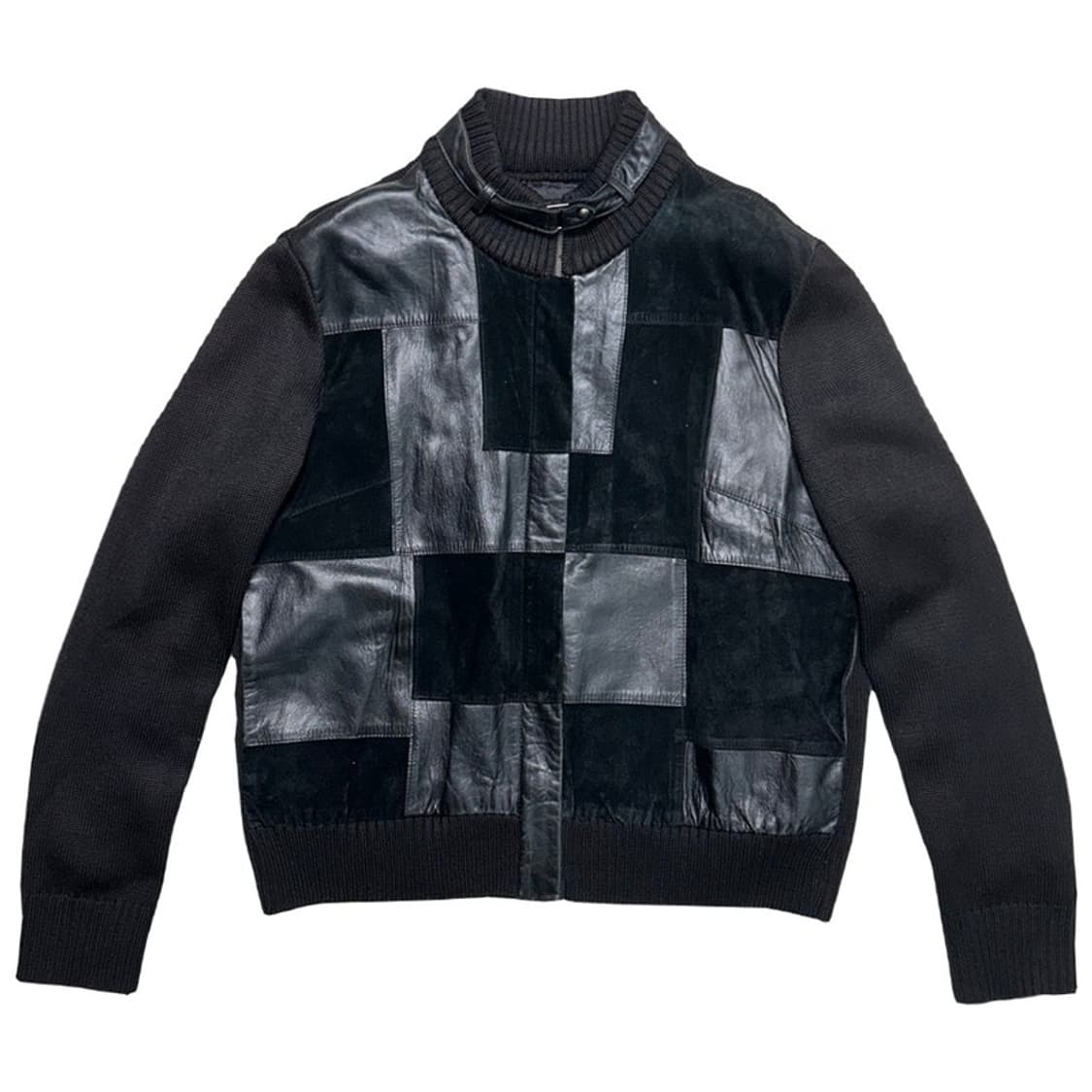 snow case 레더 스웨이드 패치 니트 자켓 77 상품이미지1