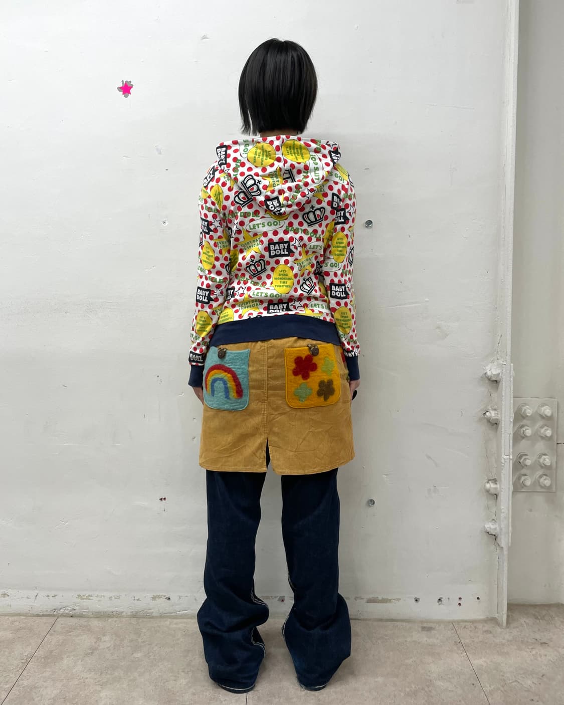 Baby Doll Red Dot Star Retro Hooded Zip 상품이미지5