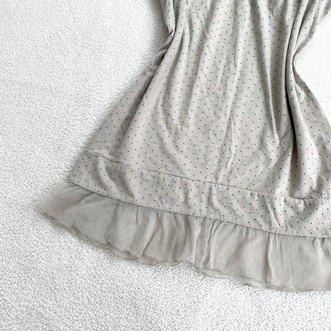 도트 레이어드 ♥ 베이지x청록 도트 나시 상품이미지3