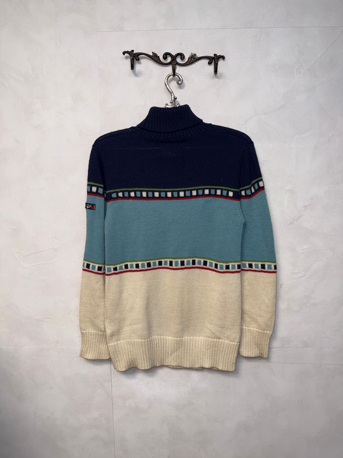 Blue bohemian flower turtle neck knit 상품이미지7