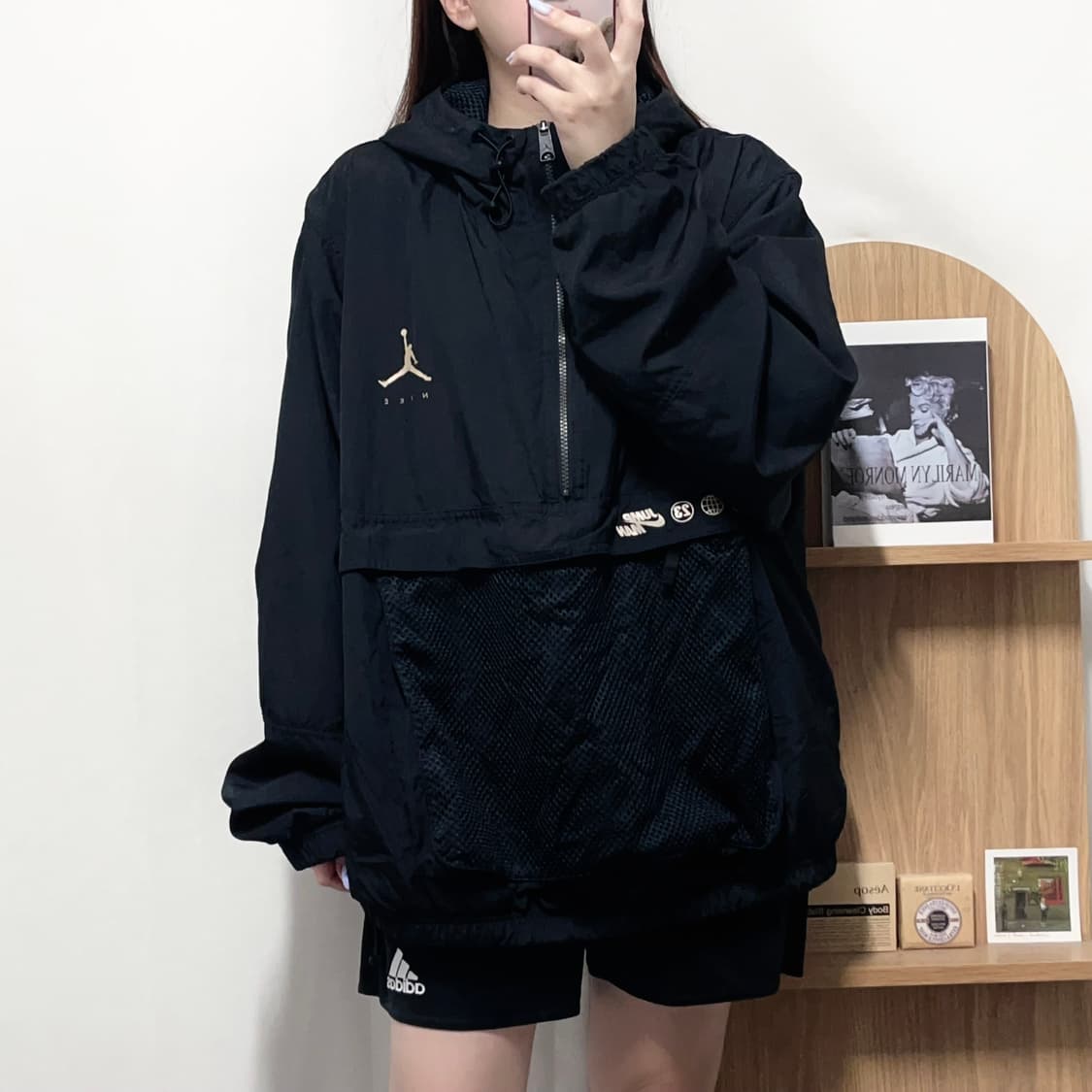 [정품] 조던 블랙 메쉬 캥거루주머니 아노락 [ 4XL ] 상품이미지2