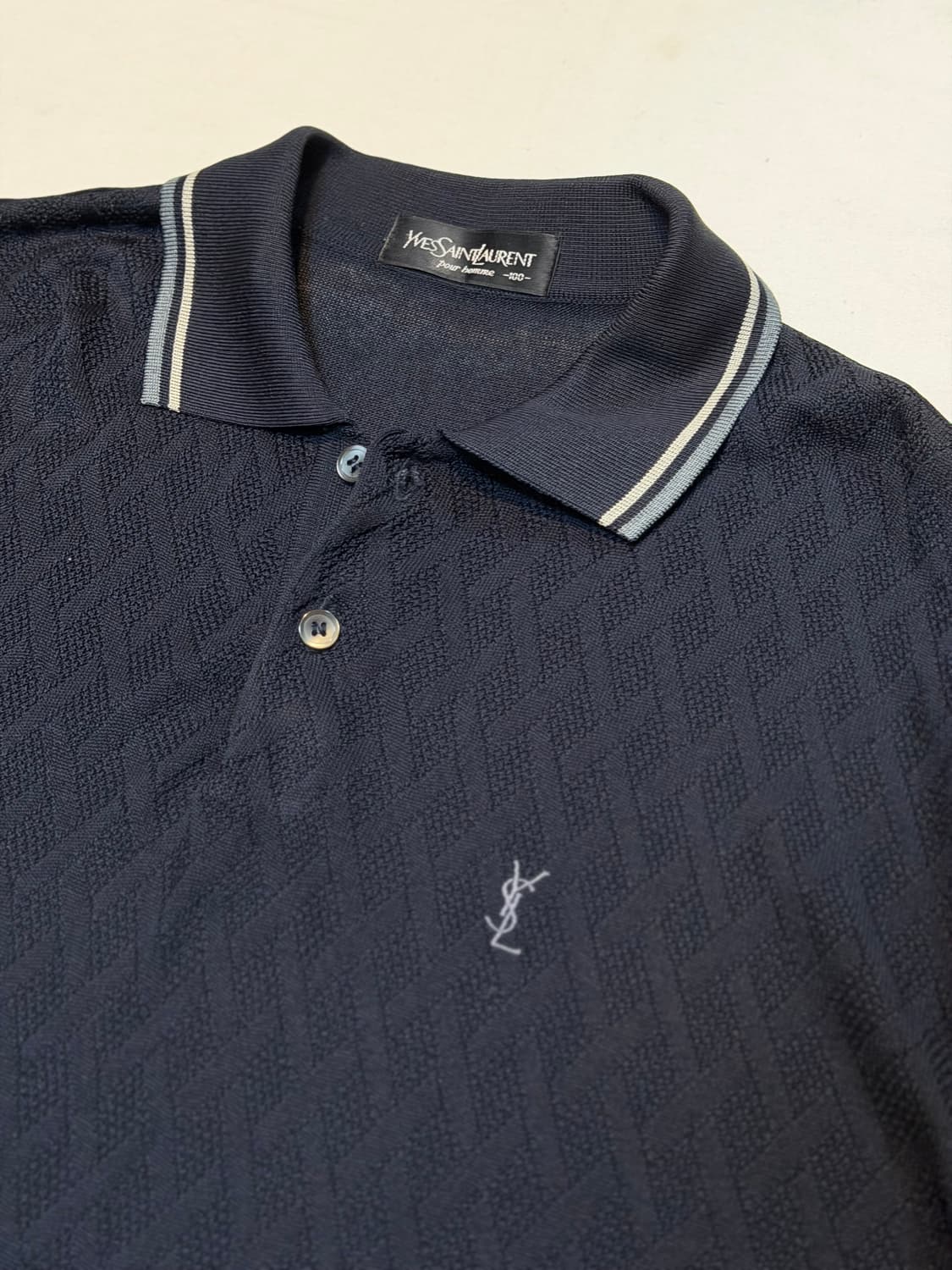 00s YSL 입생로랑 아카이브 반팔 니트 카라티 블랙 상품이미지2