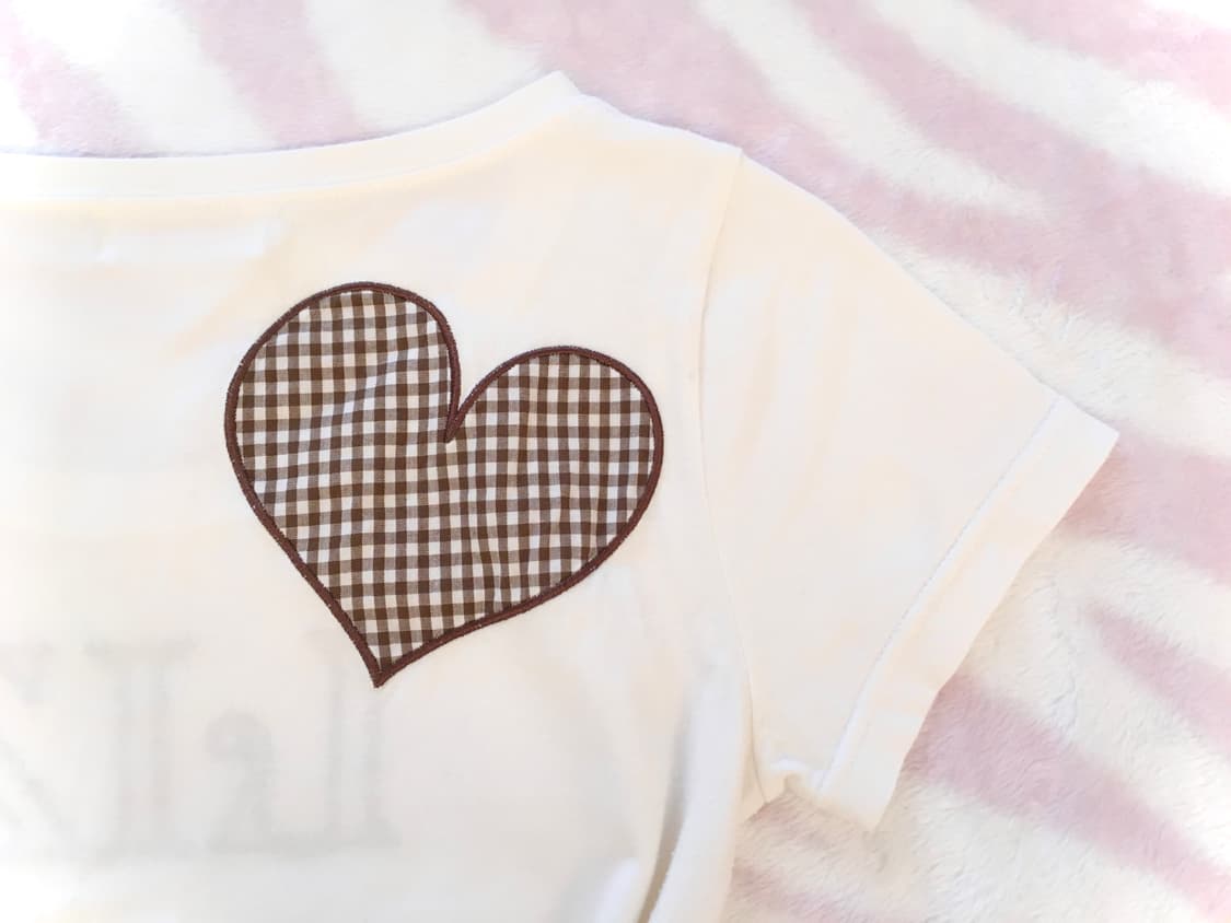 [초레어] 리즈리사 체크 하트패치 레이스 탑 반팔티셔츠 히메갸루 라떼갸루 상품이미지6