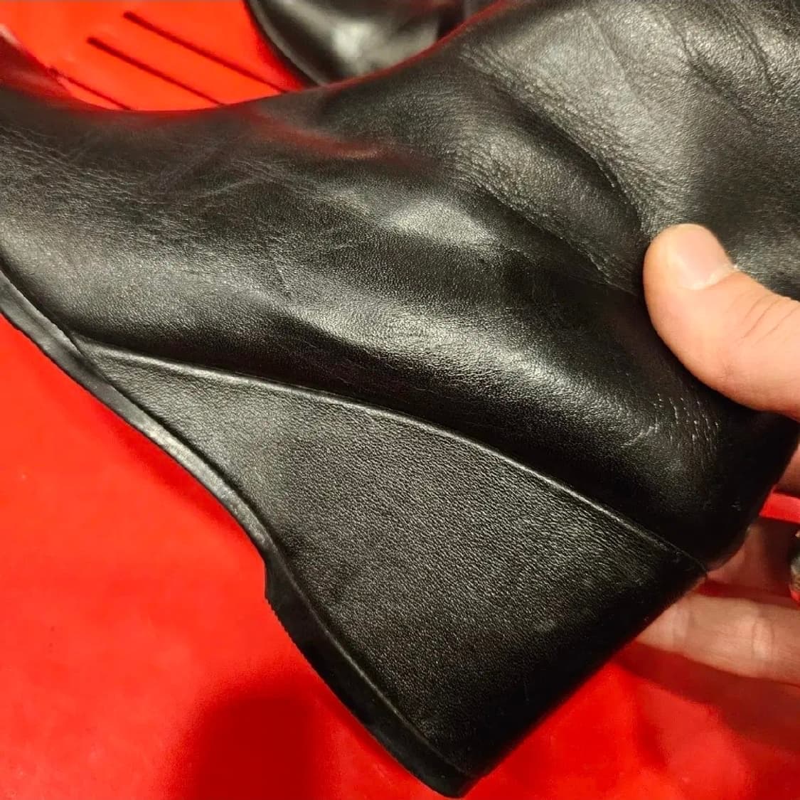 이삭(issac) 리본 밴드 스트렙 레더 앵클 부츠 230 size 상품이미지6