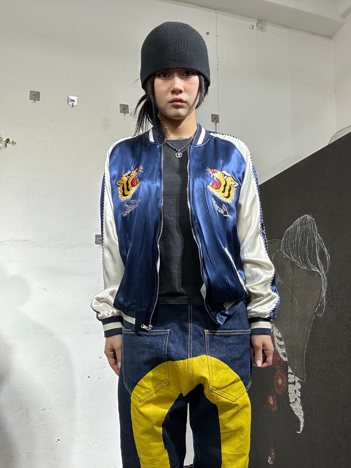 빈티지 Babaras 네이비 자수 스카잔 M 상품이미지2