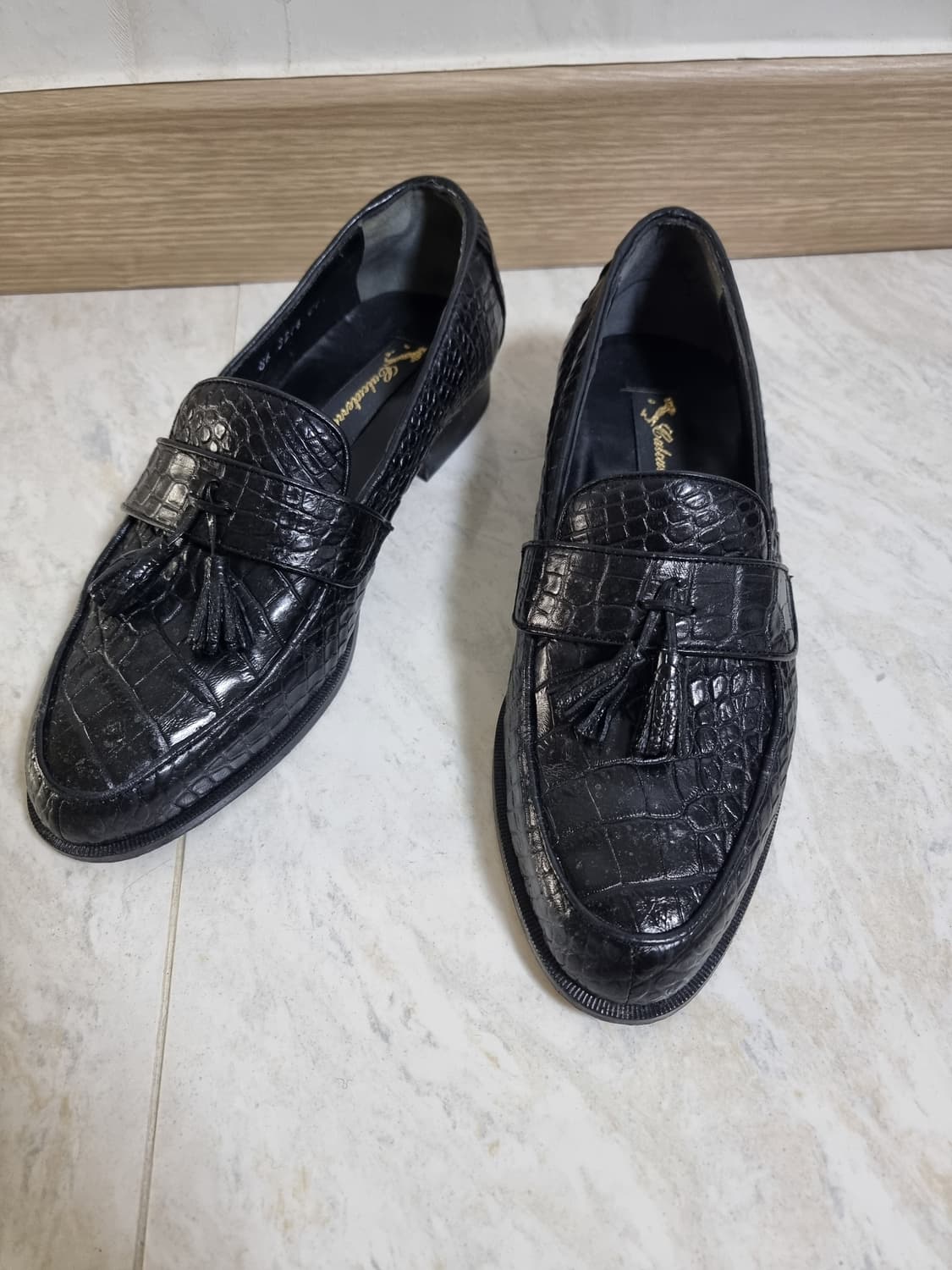 리얼 악어가죽 와니 테슬 블랙로퍼 255-260 블랙 상품이미지3