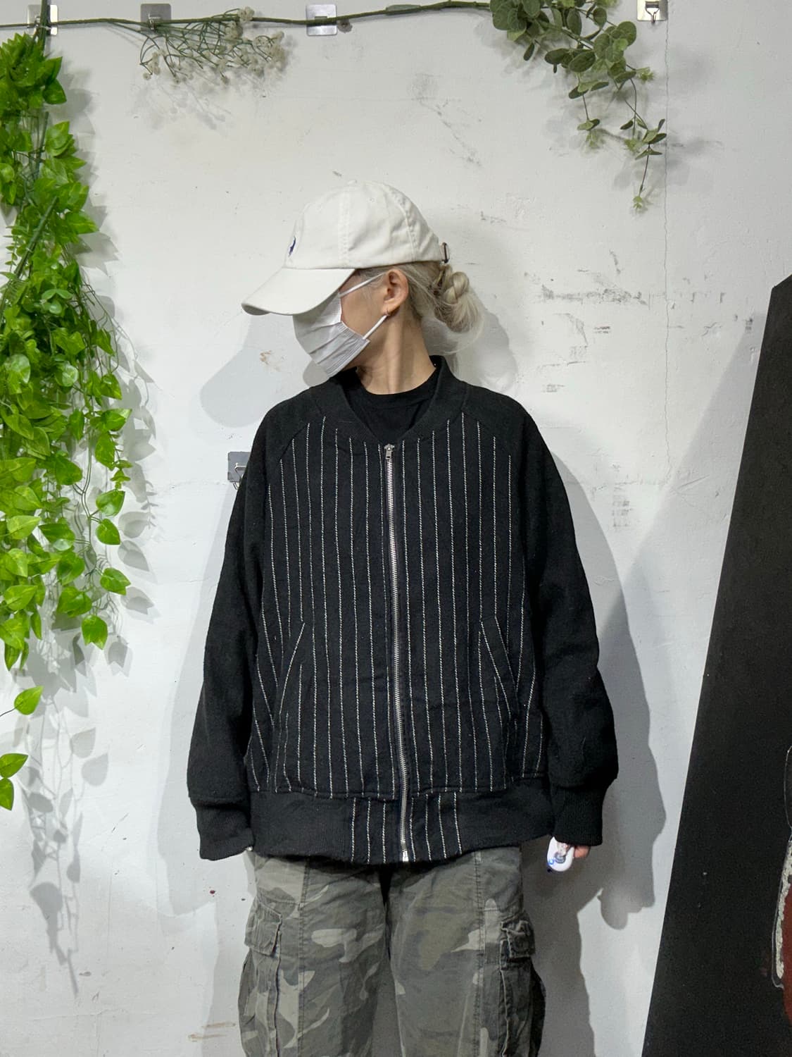 일본 빈티지 블랙 블루종 자켓 잠바 L 상품이미지2