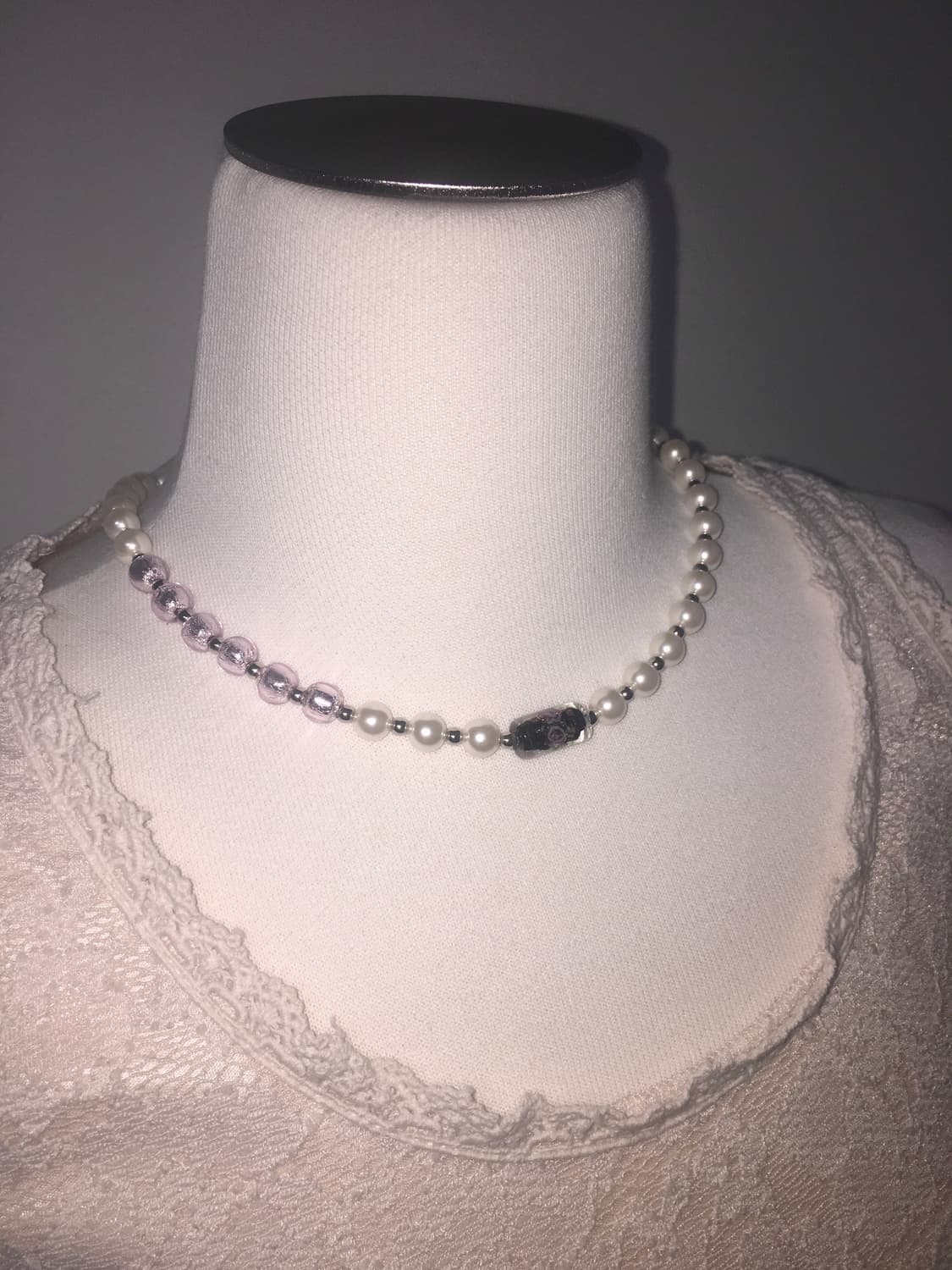 Viburnum shop 오리엔탈 장미 초커 목걸이(화이트/블랙) 상품이미지2