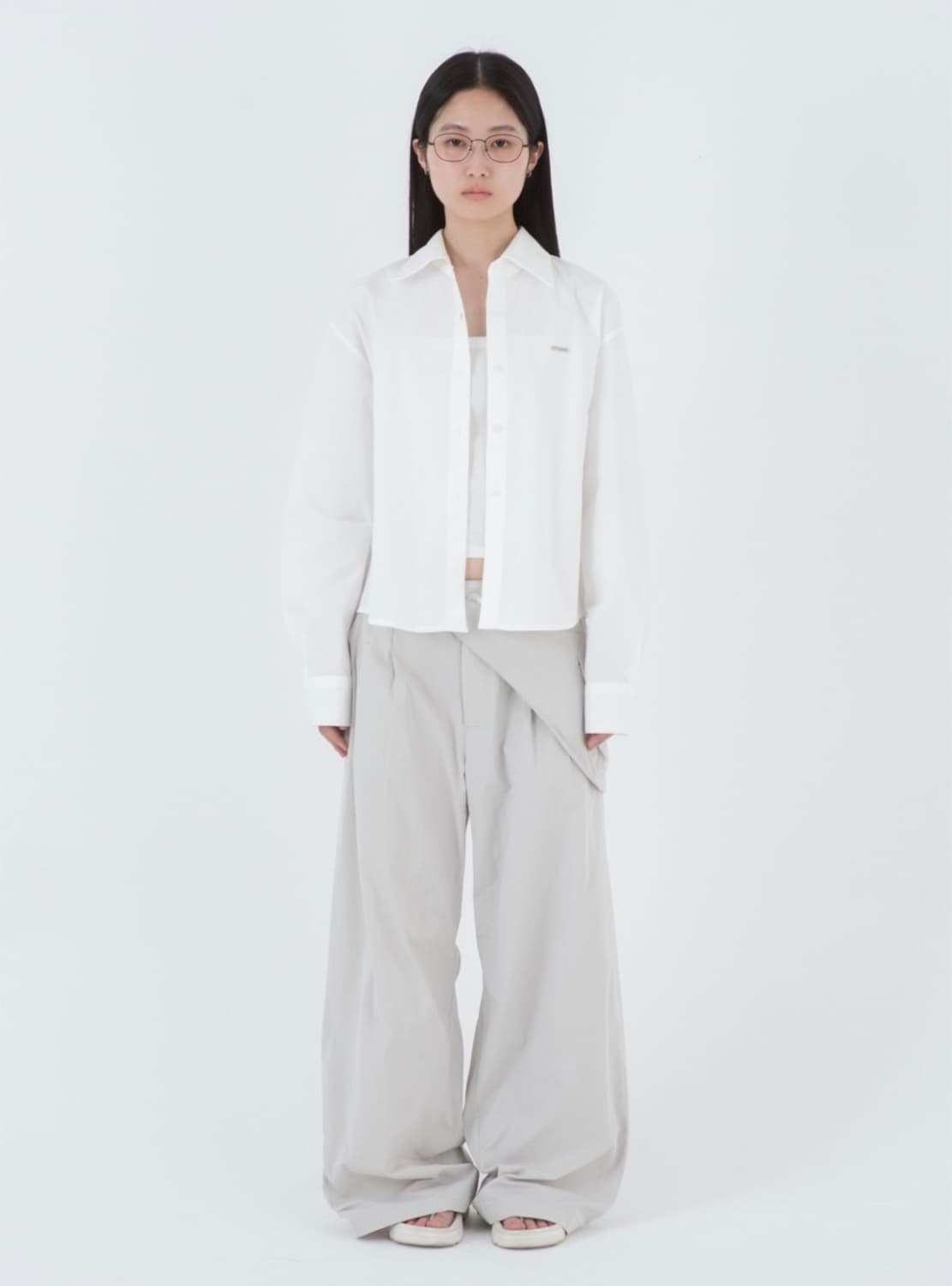 미세키서울 웨이스트 포켓 백 와이드팬츠 라이트그레이 2사이즈 새상품 상품이미지2