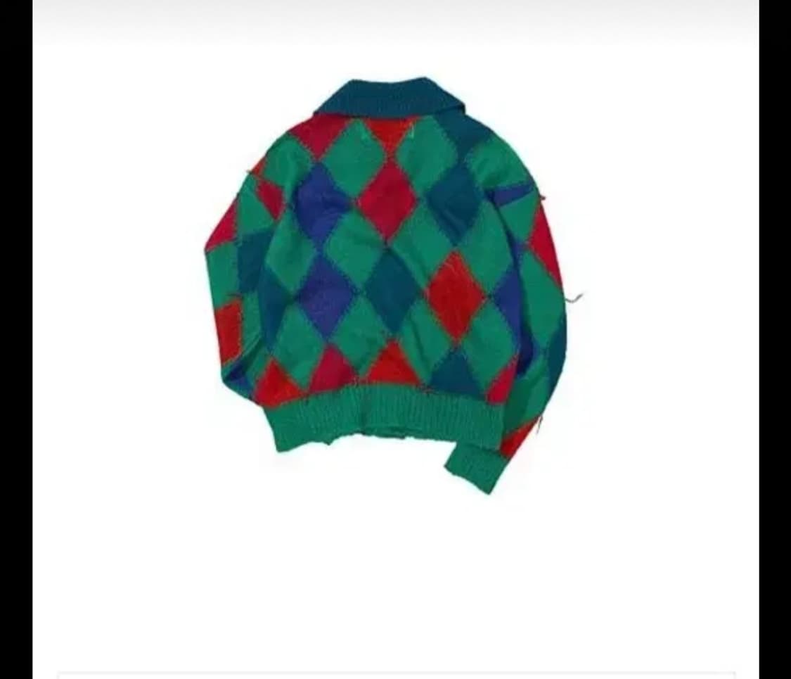 앤더슨벨  키드모헤어 아가일 가디건 카키 XL 상품이미지4