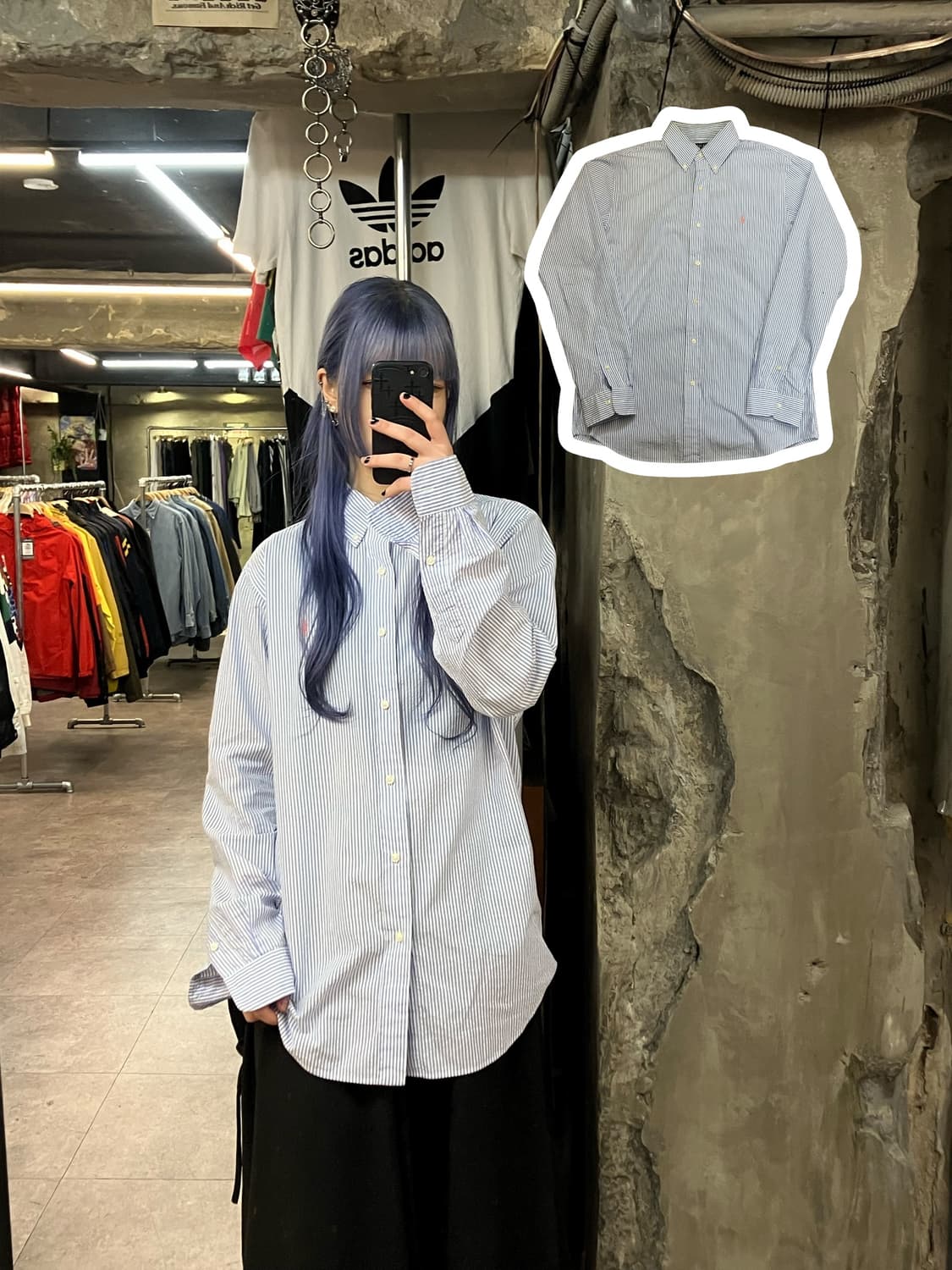 폴로 랄프로렌 스트라이프 셔츠 블루 M #csz2277 상품이미지1