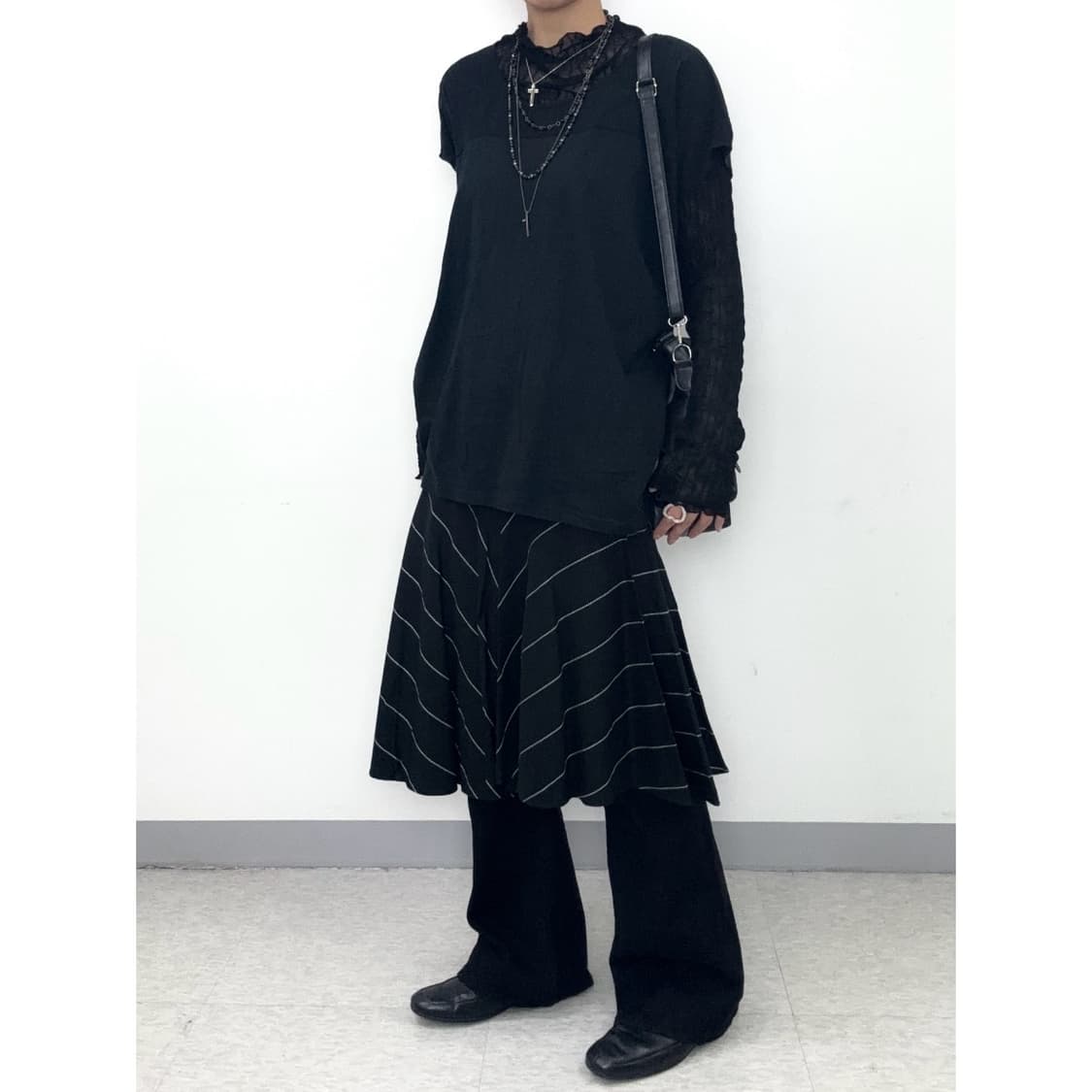 빈티지 블랙 그런지 반소매 티셔츠 상품이미지3