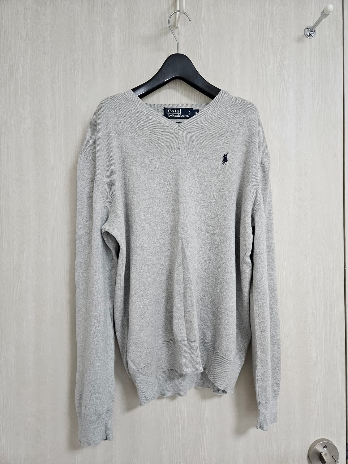 [피마코튼 100%]폴로 랄프로렌 피마 코튼 브이넥 그레이 니트 (S) 상품이미지3