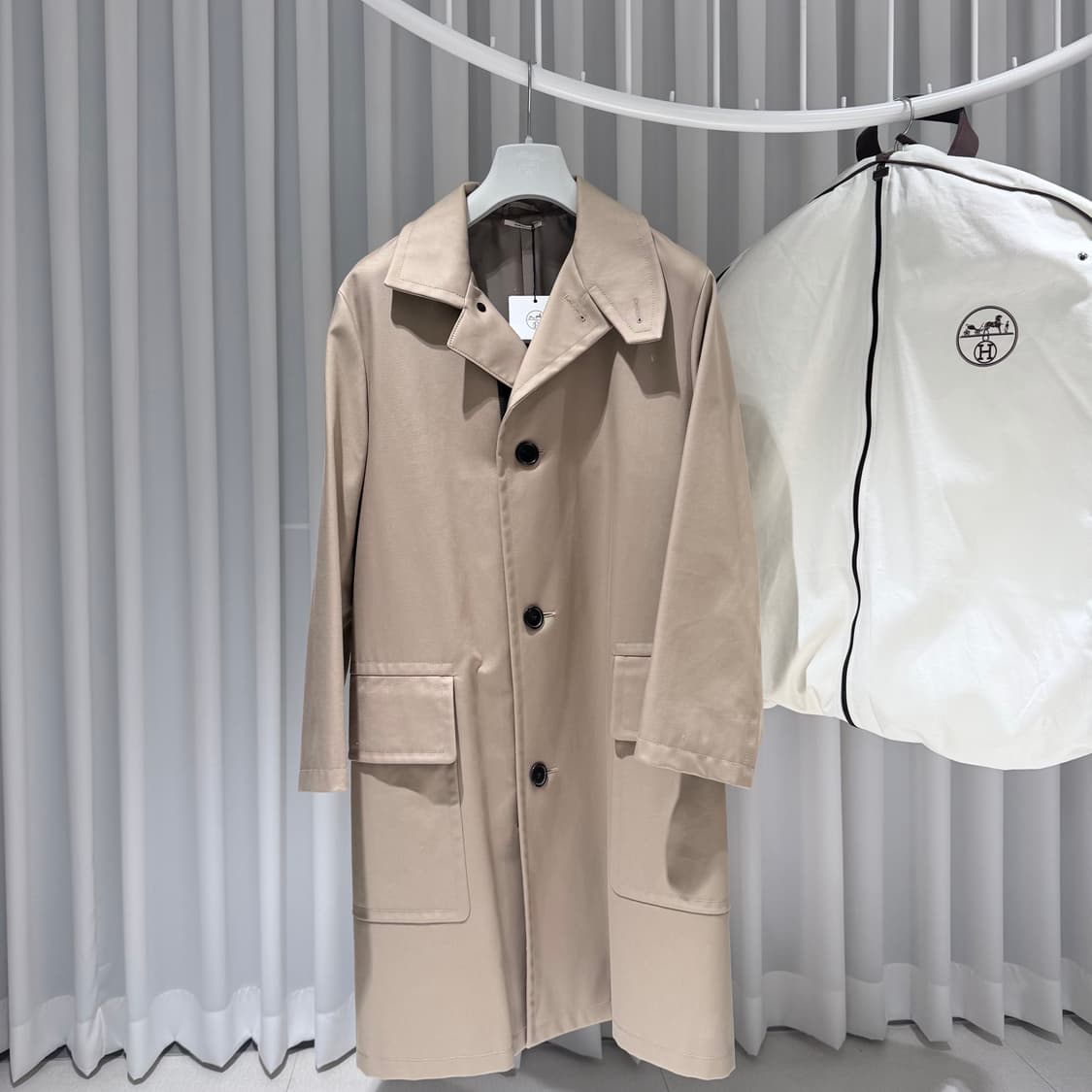 (S+급/48) / 에르메스 코튼 롱코트 베이지 상품이미지1