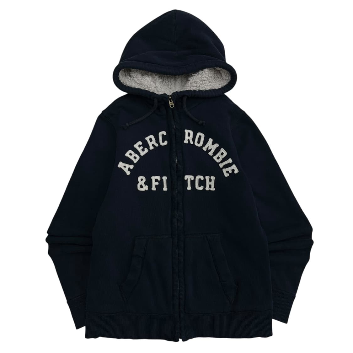  아베크롬비 센터로고 양털 네이비 후드집업 L 상품이미지3