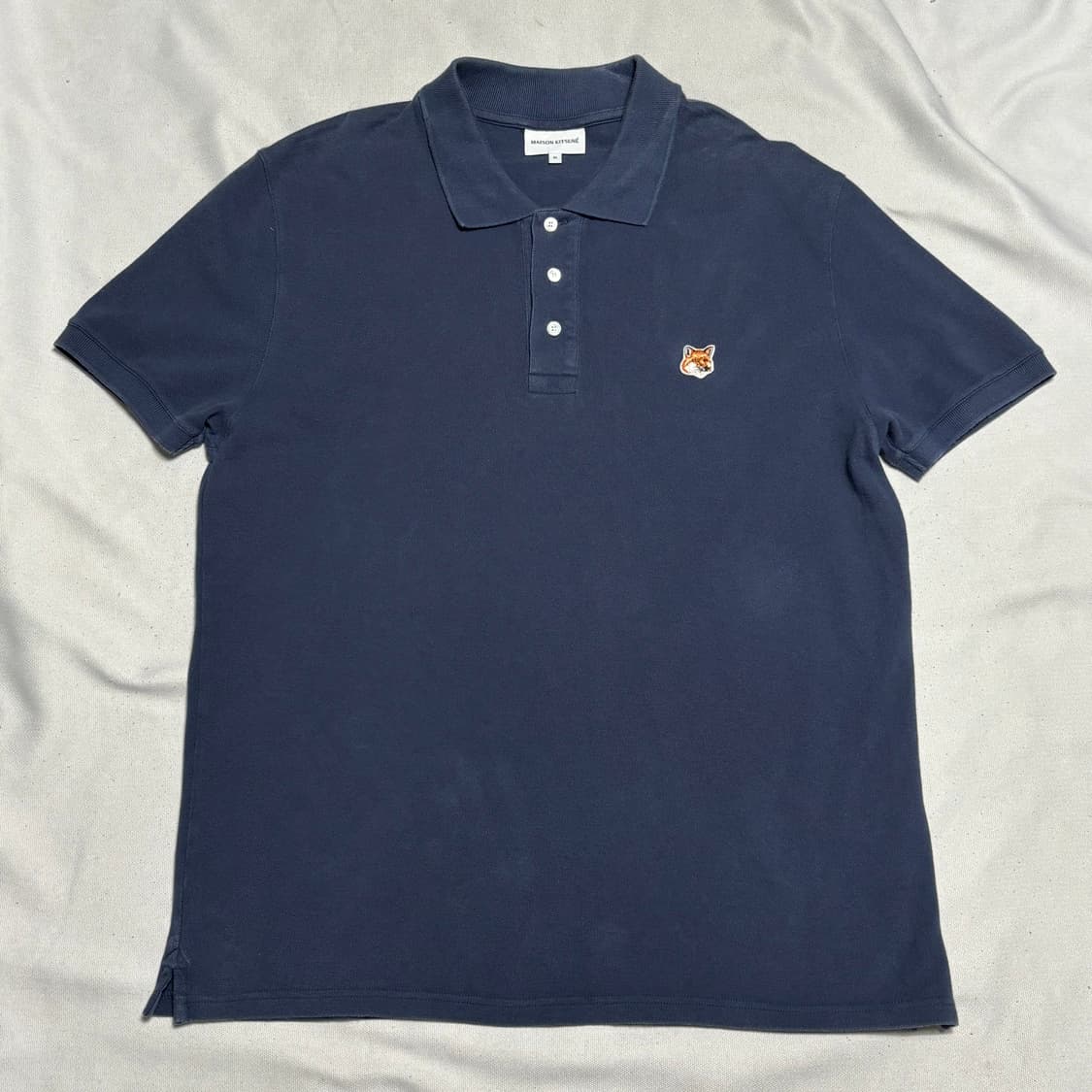 XL 메종키츠네 네이비 카라 반팔 티셔츠 상품이미지2