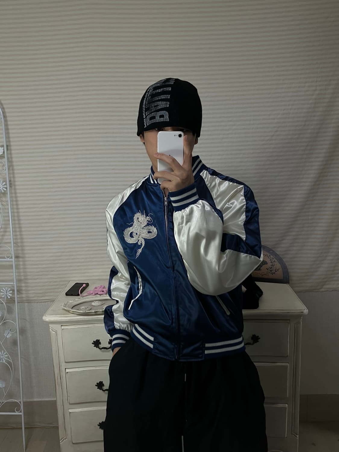 빈티지 블루 드래곤 스카쟌 y2k 스트릿 갸루 펑키 일본빈티지690 상품이미지1